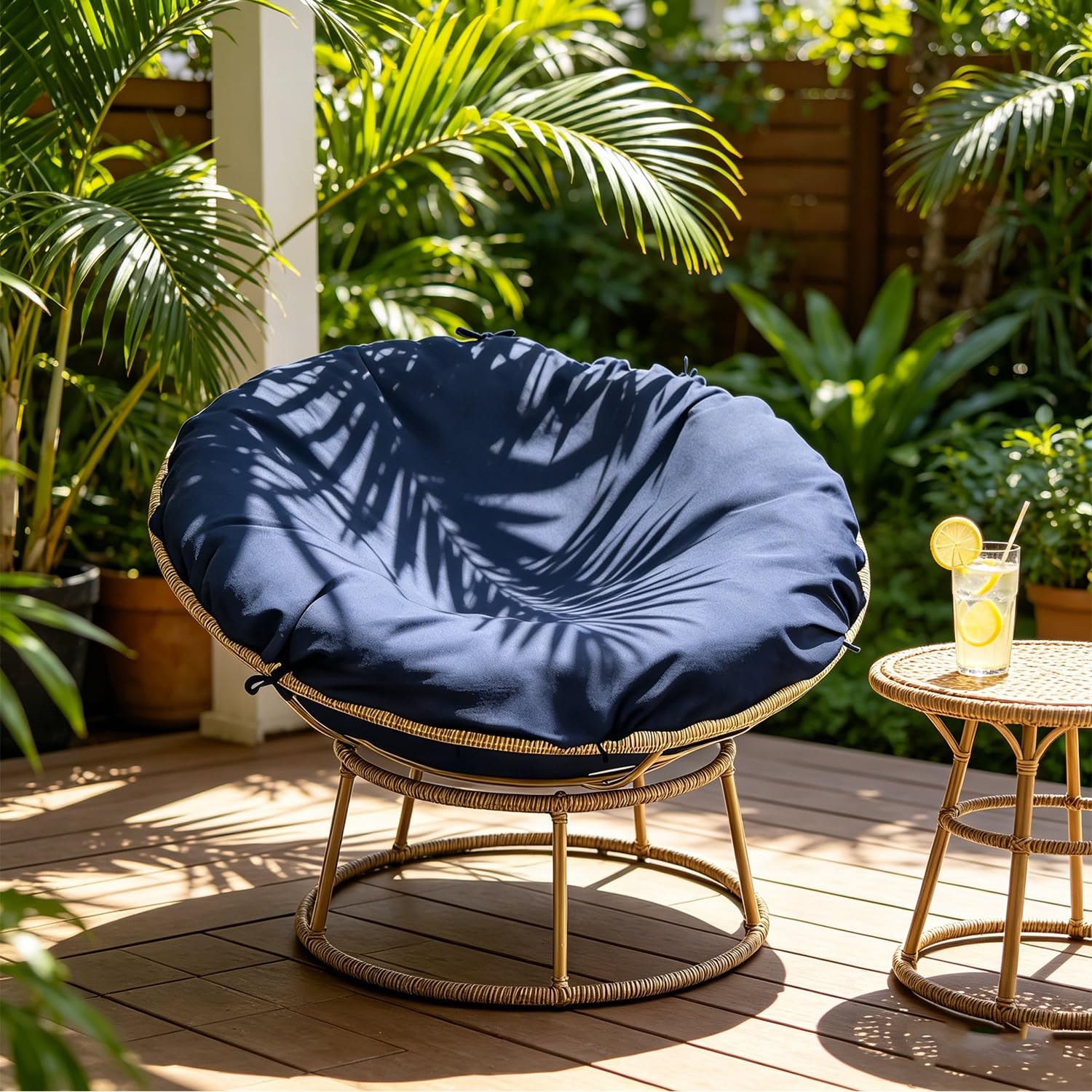 Housse de Coussin Papasan Housse de Coussin de Chaise Papasan résistante à l'eau faciles à Nettoyer pour intérieur et extérieur Tissu Oxford 210D avec Fermeture(Dark Gray,130cm/51.2in)