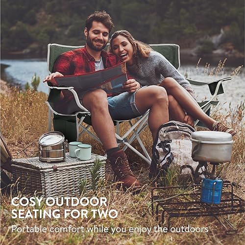 Miniatura 3 de Navaris Silla de camping plegable de 2 plazas  Silla de camping doble para dos adultos  Amplio sofá plegable para 2 personas  Sillas de asiento de