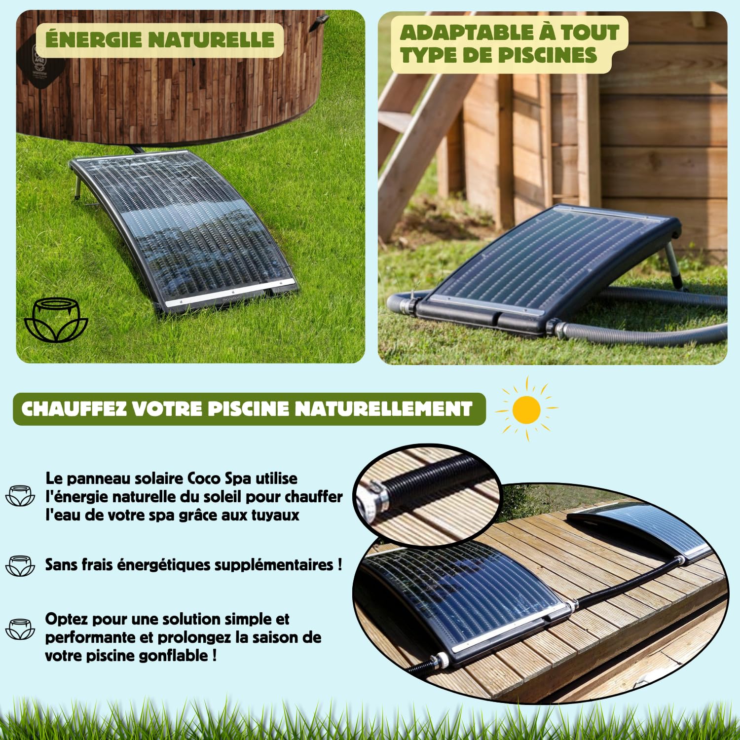 Panneau Solaire Chauffage pour Piscine Hors Sol Coco Spa