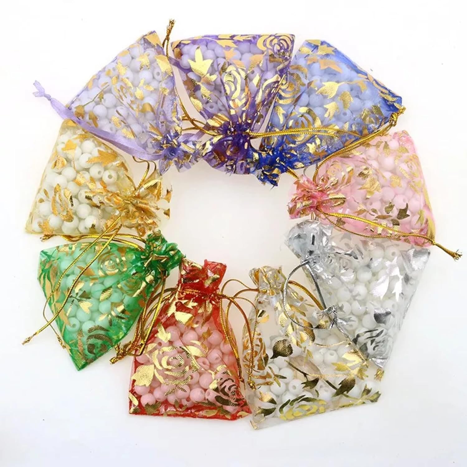 Beingelegant Pack of 25 Organza Potli Bags Drawstring Potli Pouch