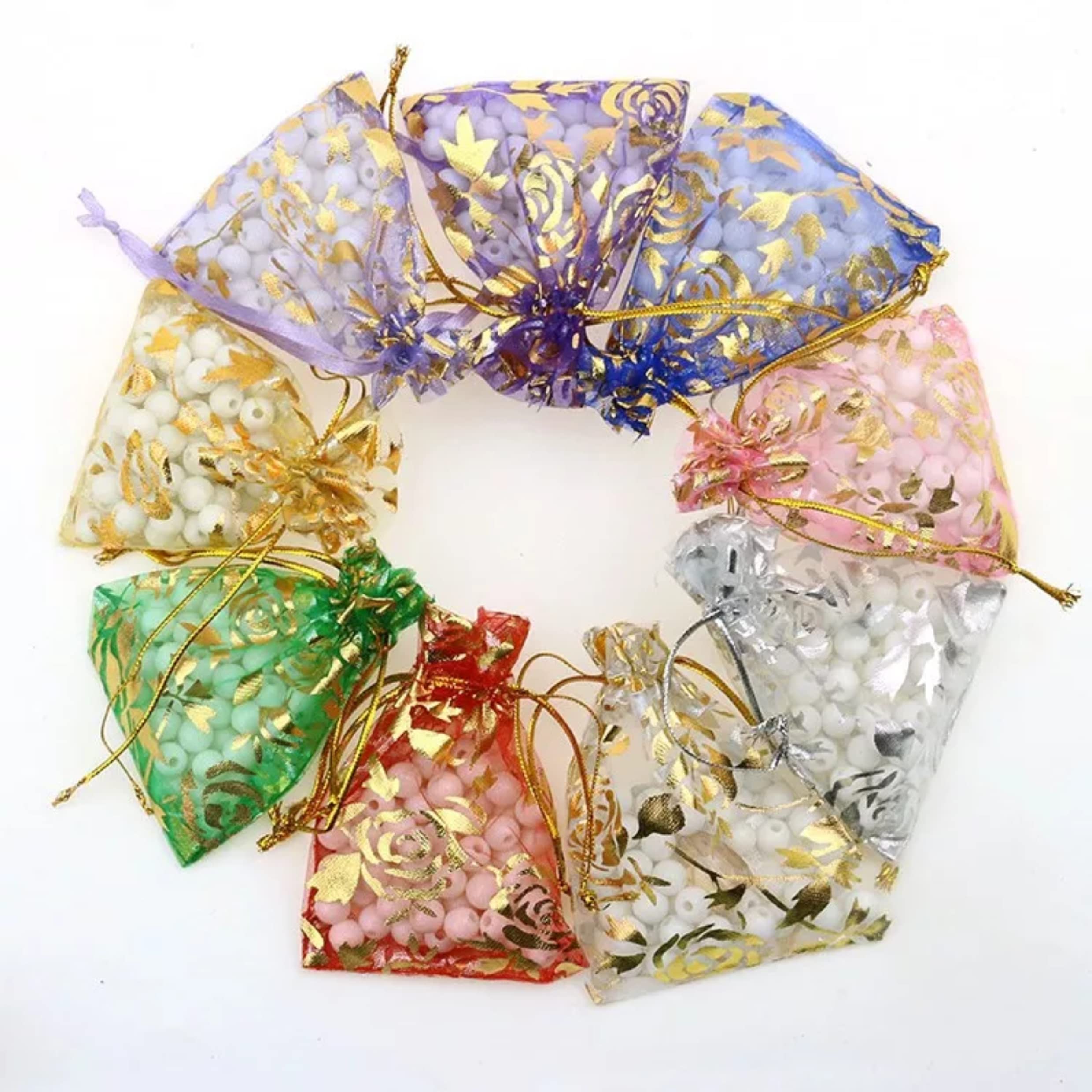 Beingelegant - Pack of 25 Organza Potli Bags Drawstring Potli Pouch, Gift Goodies Candy Bags Size : 9x12 (Mix Color) (B0BCX3951L) Amazon Price History, Amazon Price Tracker
