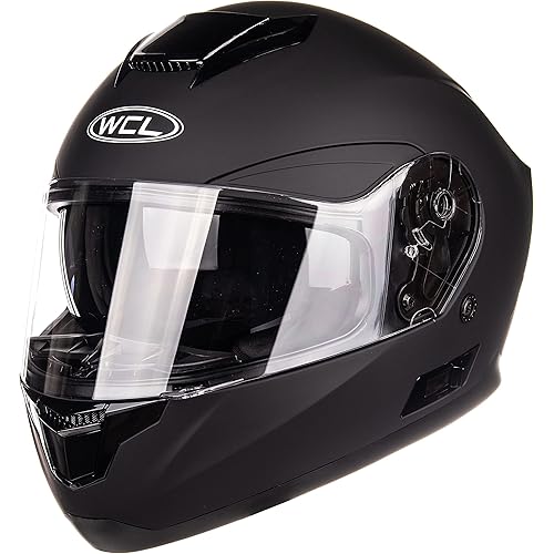 WCL Raider Full Face Motorcycle Helmet â€“ Drop Down Tinted Visor, Quick Release Buckle, DOT Approved