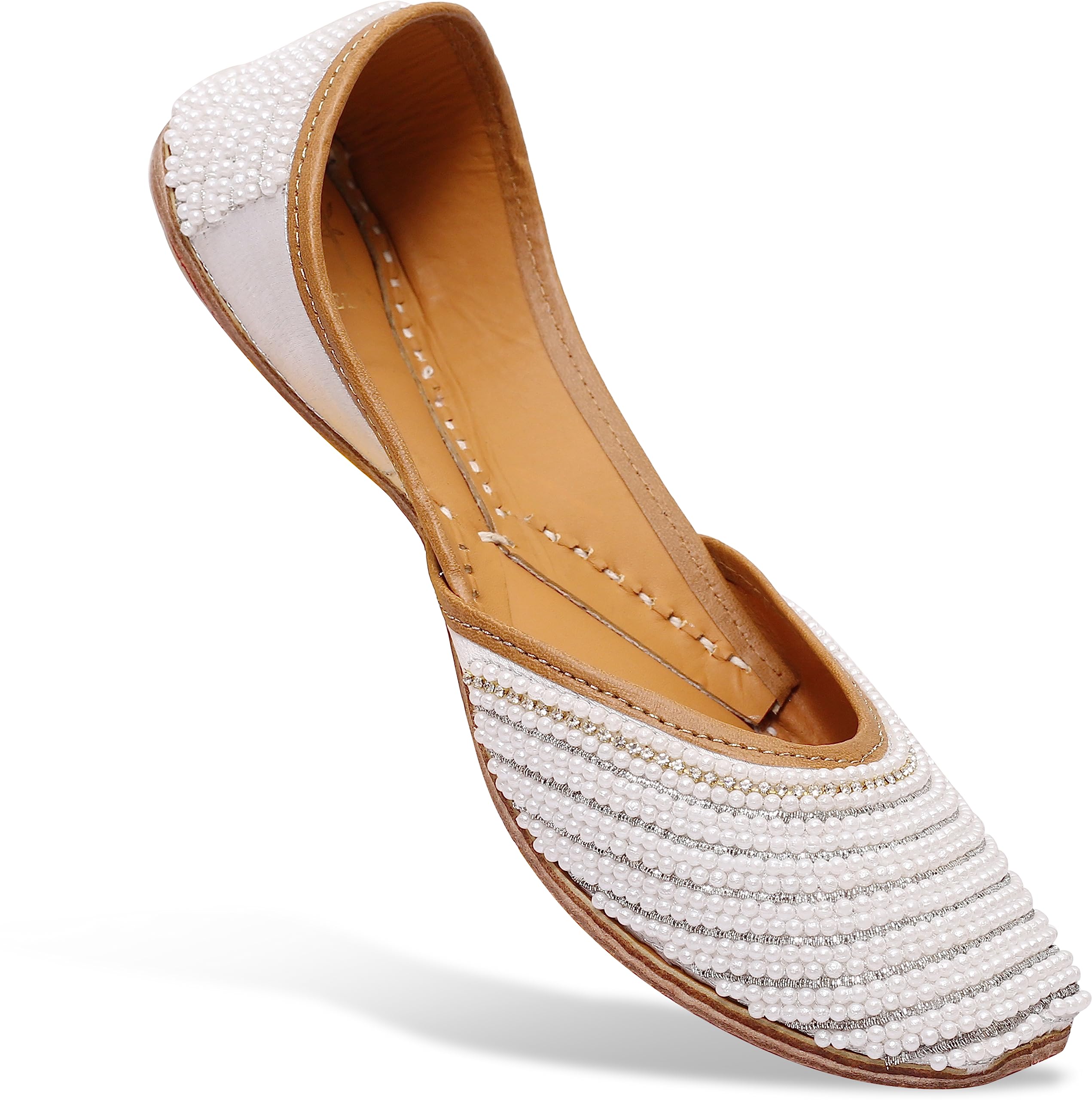 heer Women's Handmade Juttis Genuine Soft Sole for Bridal Moti Stylish Flats Casual Bellies-picture-34