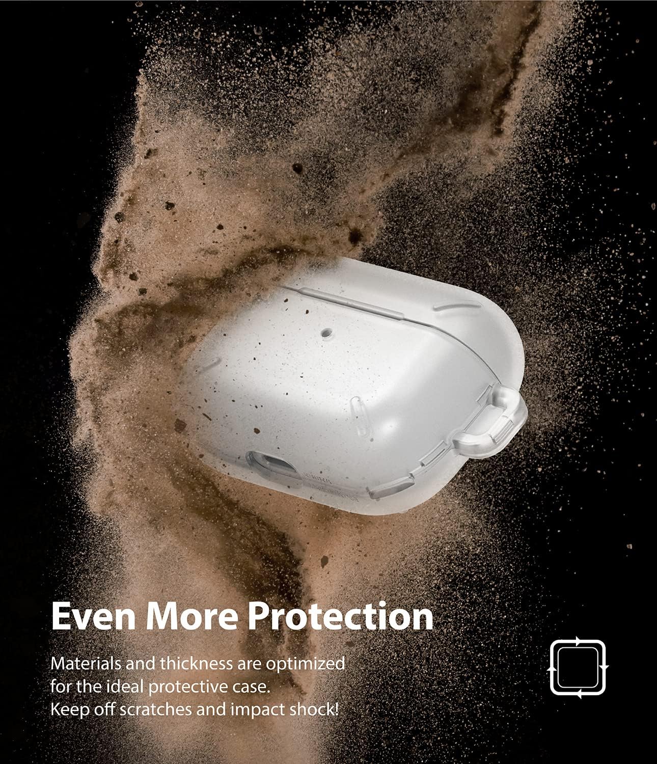 Ringke Layered Case Designed for AirPods Pro, Hard PC (Visible Front LED) Shock Resistant Cover for AirPods Pro Case with Carabiner (2019) - Matte Clear