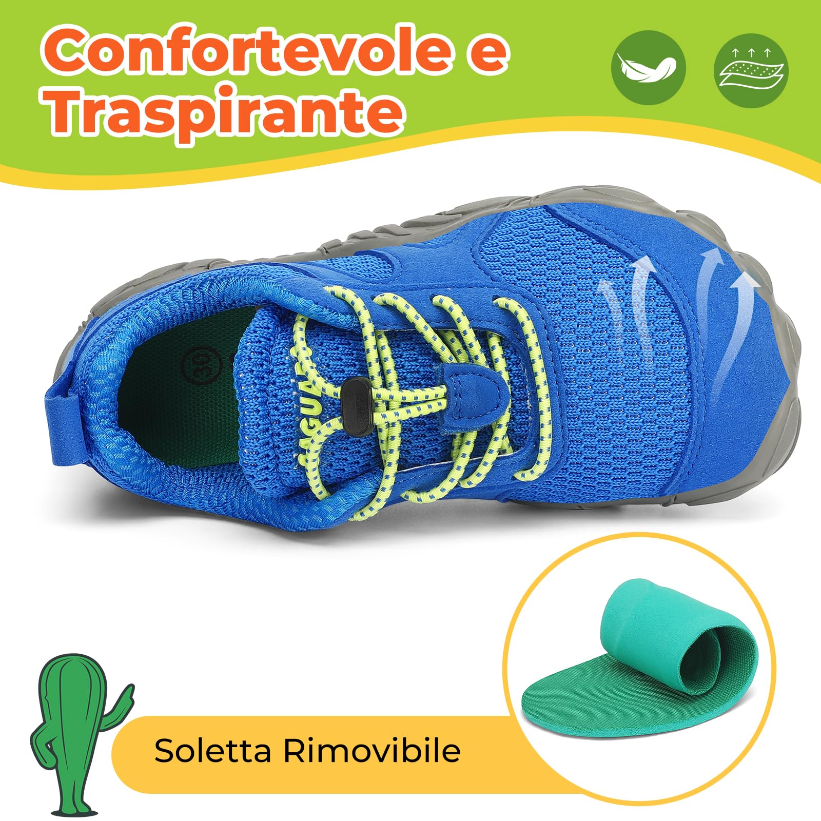 SAGUARO Barefoot Shoes Bambini Traspiranti Scarpe Barefoot Ragazzi Ragazze Scarpe Minimaliste Gr.24-36