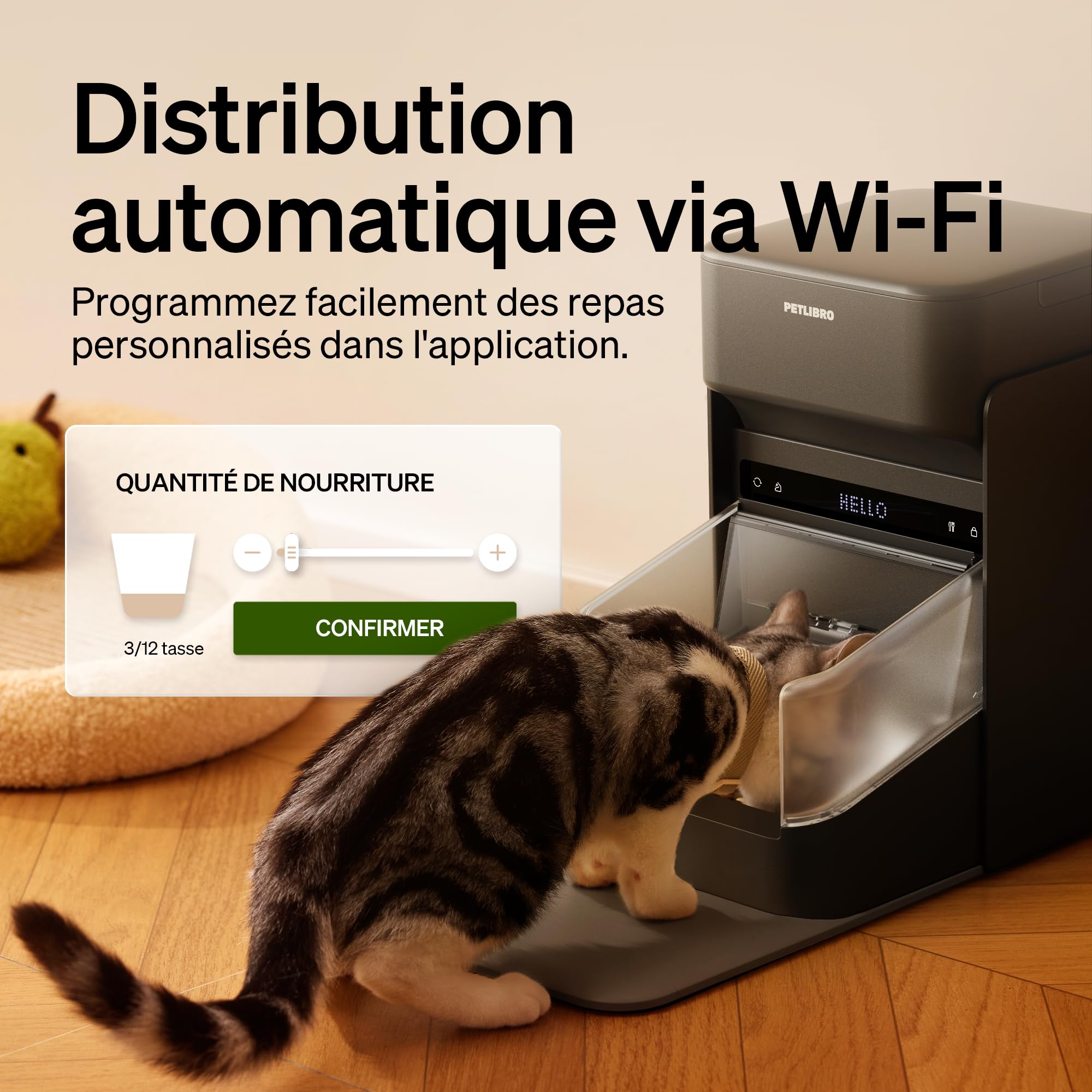 PETLIBRO Distributeur Automatique RFID pour Chat, Wi-Fi 2,4/5 GHz, Contrôle par Application, Reconnaissance par Collier RFID, Couvercle à Ouverture Automatique, Pour Régimes Alimentaires Personnalisés