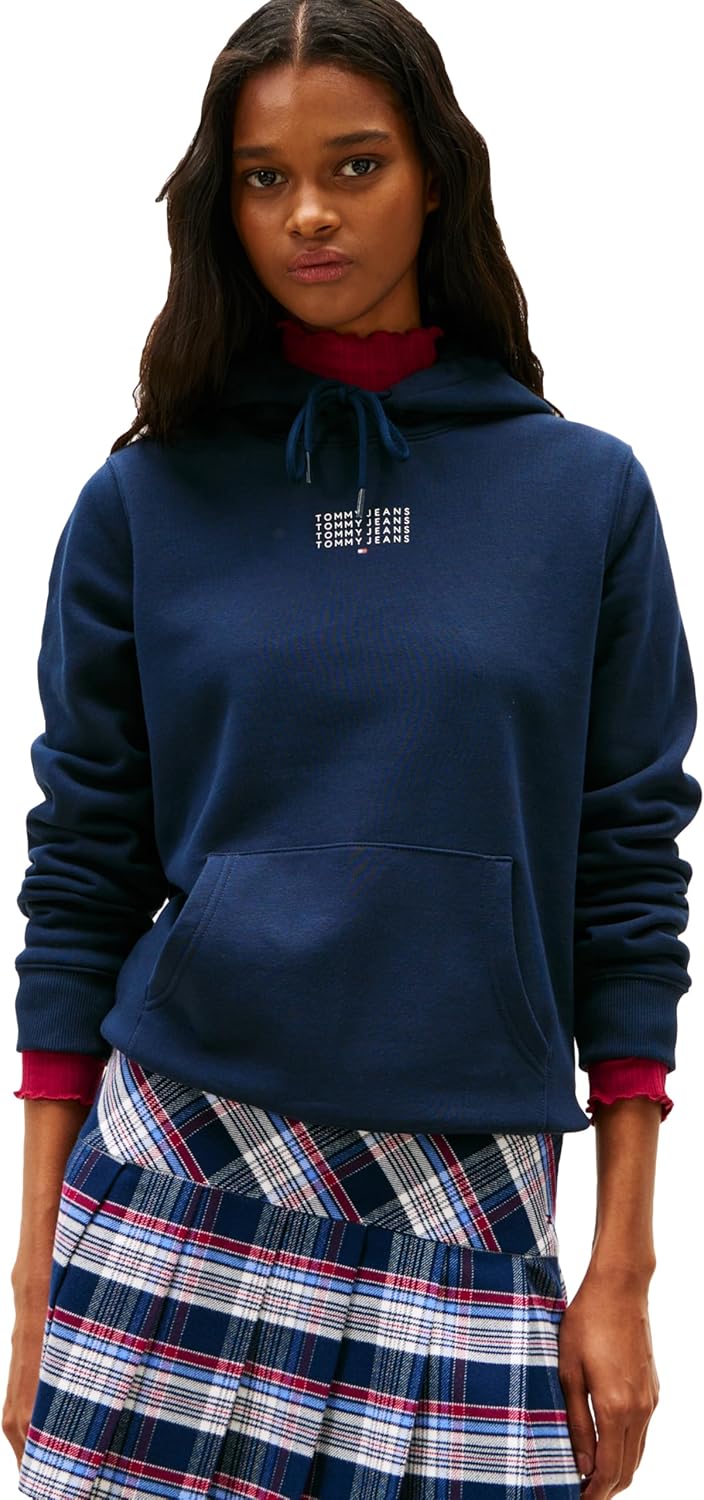 Tommy Jeans womens Medium Weight Hoodie With Stacked Printed Logo Detail