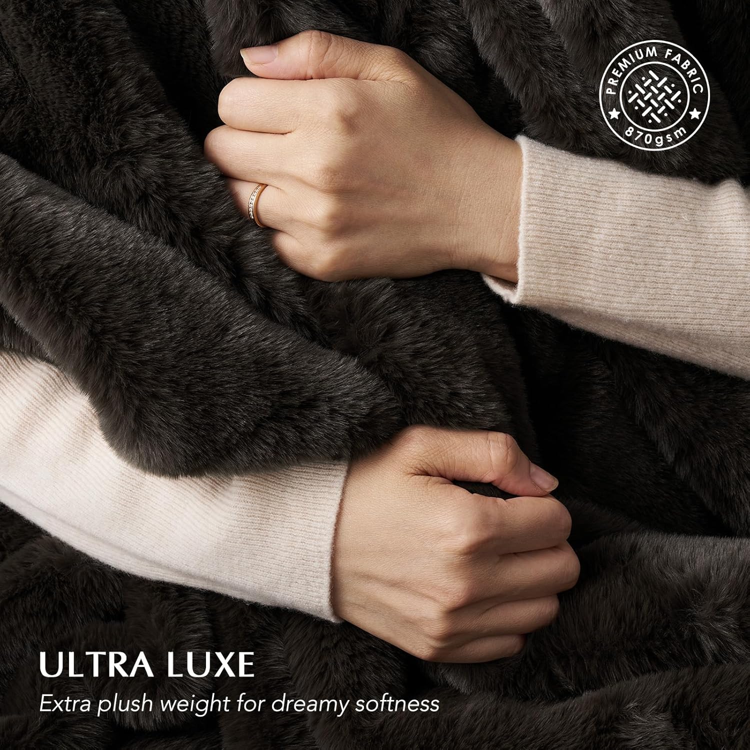 EVERGRACEHOME Ultra Soft Luxury Fluffy Mink Faux Fur Throw Blanket, Thick Warm Fall Winter Blankets for Bed, Couch, Cozy Plush Reversible Blanket for Chair, Sofa (Dark Brown, 60"x80") - Image 3