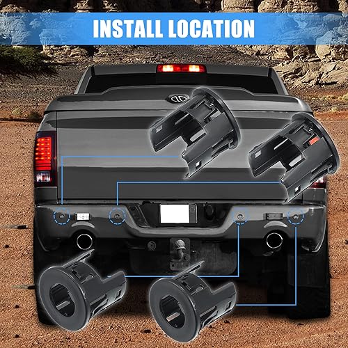Miniatura 3 de X AUTOHAUX 4 biseles de sensor de asistencia de estacionamiento para parachoques delantero o trasero para Dodge para Ram 1500 2014-2018 Soporte de