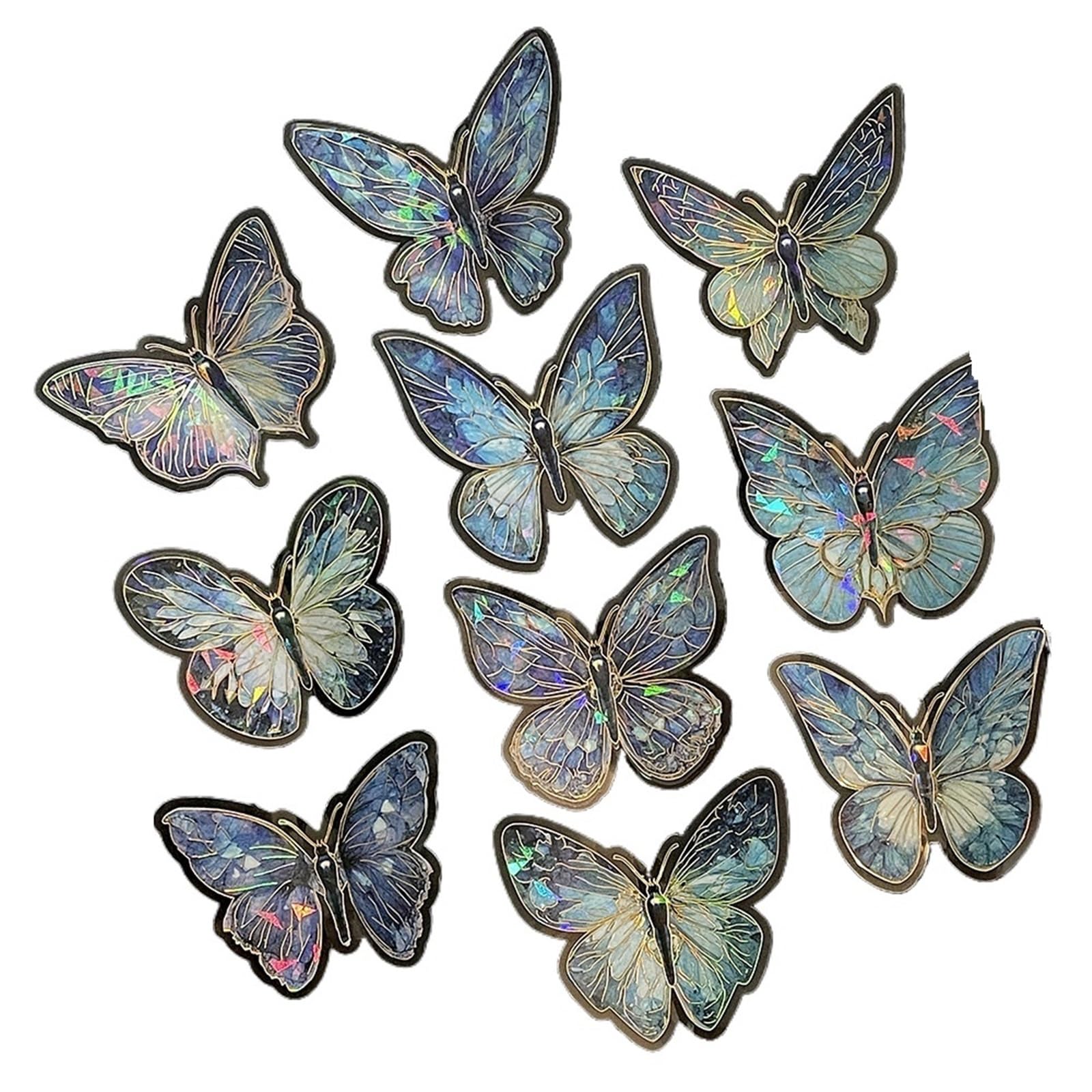 10Pcs Butterfly Wall Three-Dimensional Exquisite Stickers Hand Account DIY Decorative Hollow(Color 3)
