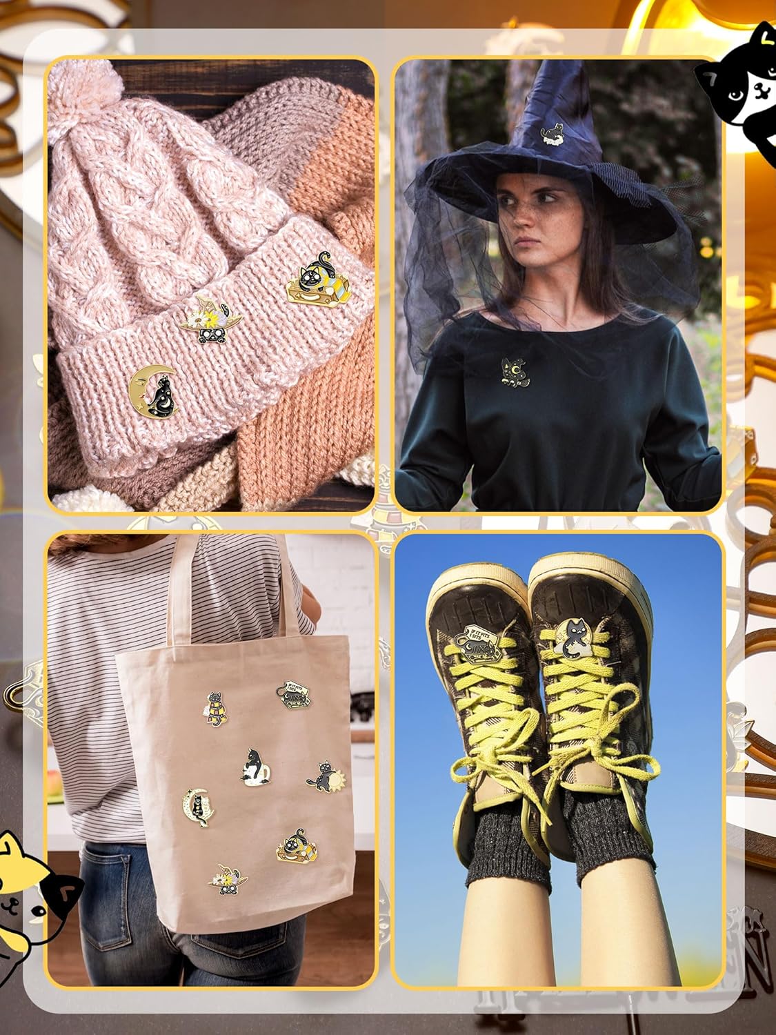 Ferraycle 20 Pcs Cat Enamel Pins Bulk for Backpack Cute Enamel Brooch Set Black Cat Lapel Pins Witchy Brooch for Women Men Girls DIY Badges Clothing Jacket Bags Valentines Gifts - Image 7