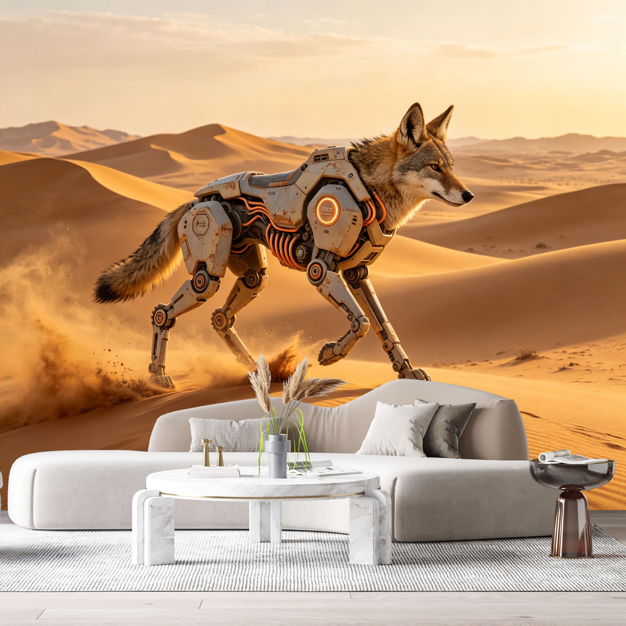 Custom Size Wall Mural Heavy Armored Wild Canine Beast Desert Mech SciFi Robot Armor 3D Textured Style SelfAdhesive Art Prints Removable Large Wallpaper Esports Game Room Tenant Room Studio
