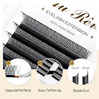 Vista 2 de YY - Extensiones de pestañas Y, rizo D, 0.003 in, 0.315-0.591 in, bandeja mixta, extensiones de pestañas con volumen, fácil aplicación en abanico