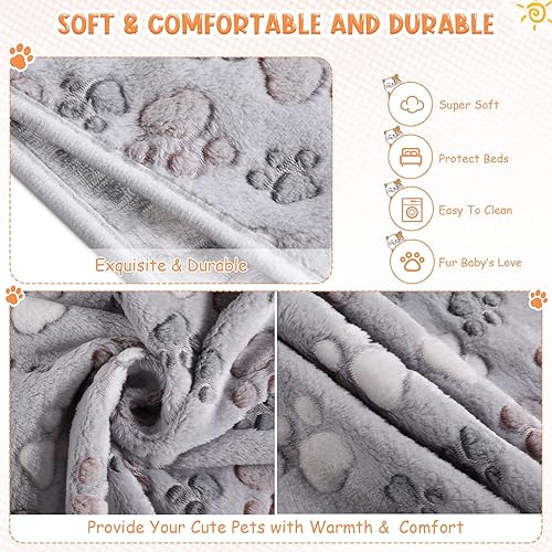 Miniatura 3 de 4 mantas para mascotas y cachorros, manta de forro polar con estampado de patas, para mascotas pequeñas, medianas y grandes, tapete cálido y suave