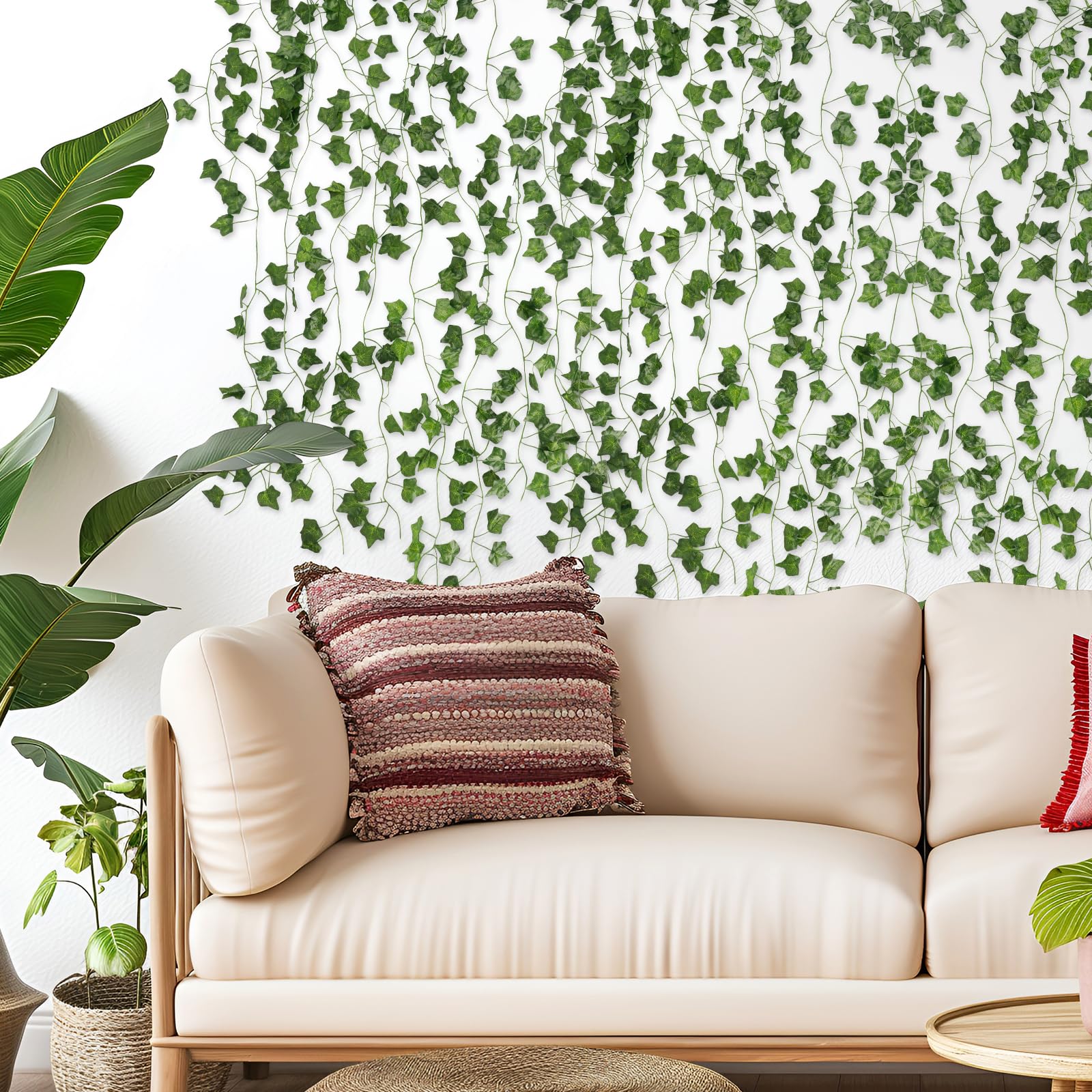 CEWOR Lot de 60 guirlandes de lierre artificielles de 120,7 m avec feuilles pour chambre à coucher, guirlande de lierre artificielle à suspendre pour décoration de chambre, mariage, décoration
