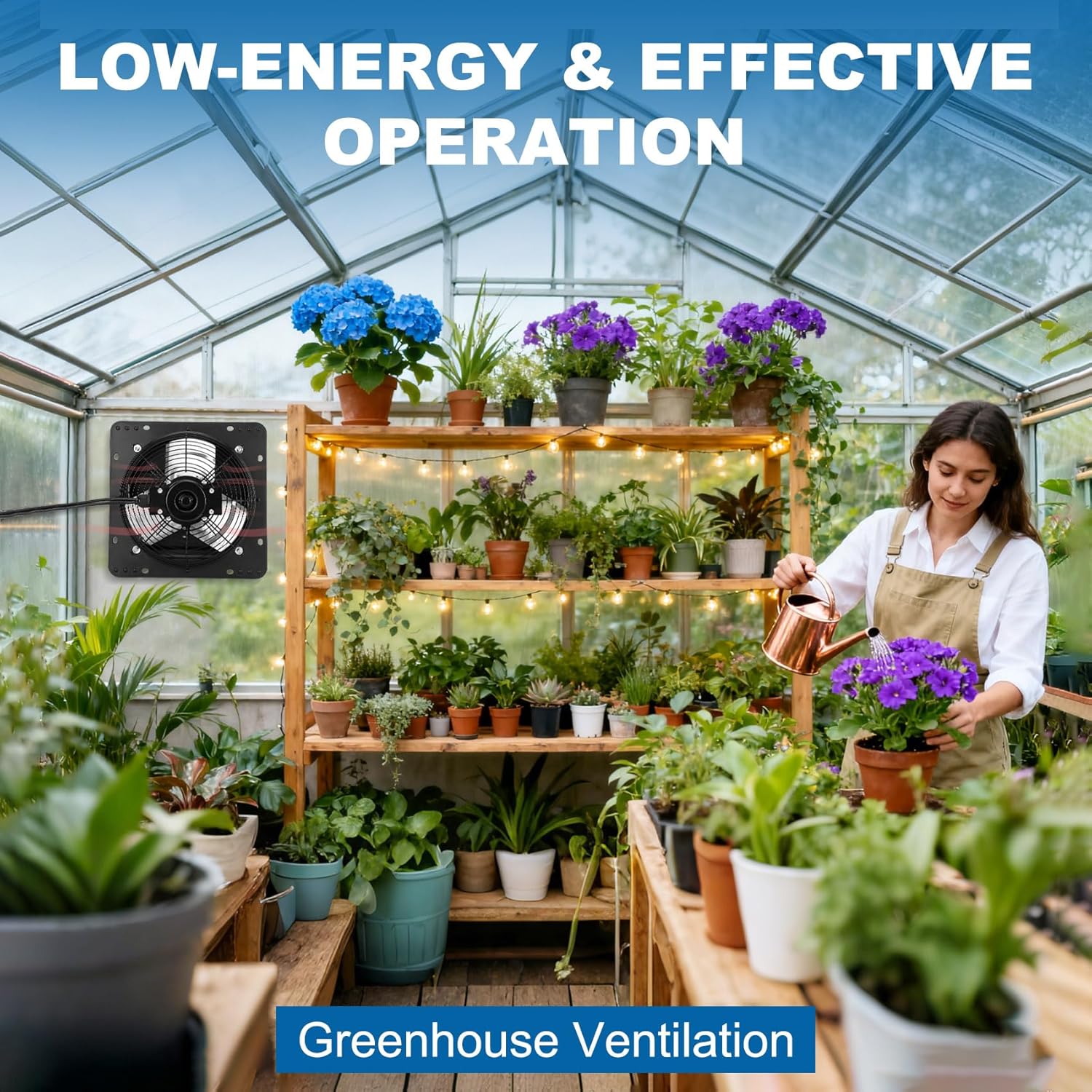 Shutter Exhaust Fan, 10 Inch Wall Mounted Exhaust Fan with Automatic Shutter Variable and 10-Speed Controller, 900CFM 1700 RPM