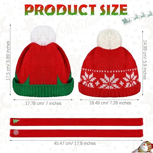 Miniatura 3 de Paquete de 4 unidades de ropa de muñeca de Navidad, mini muñeco de nieve, bufanda, sombrero de punto de Papá Noel, bufanda de árbol de Navidad para