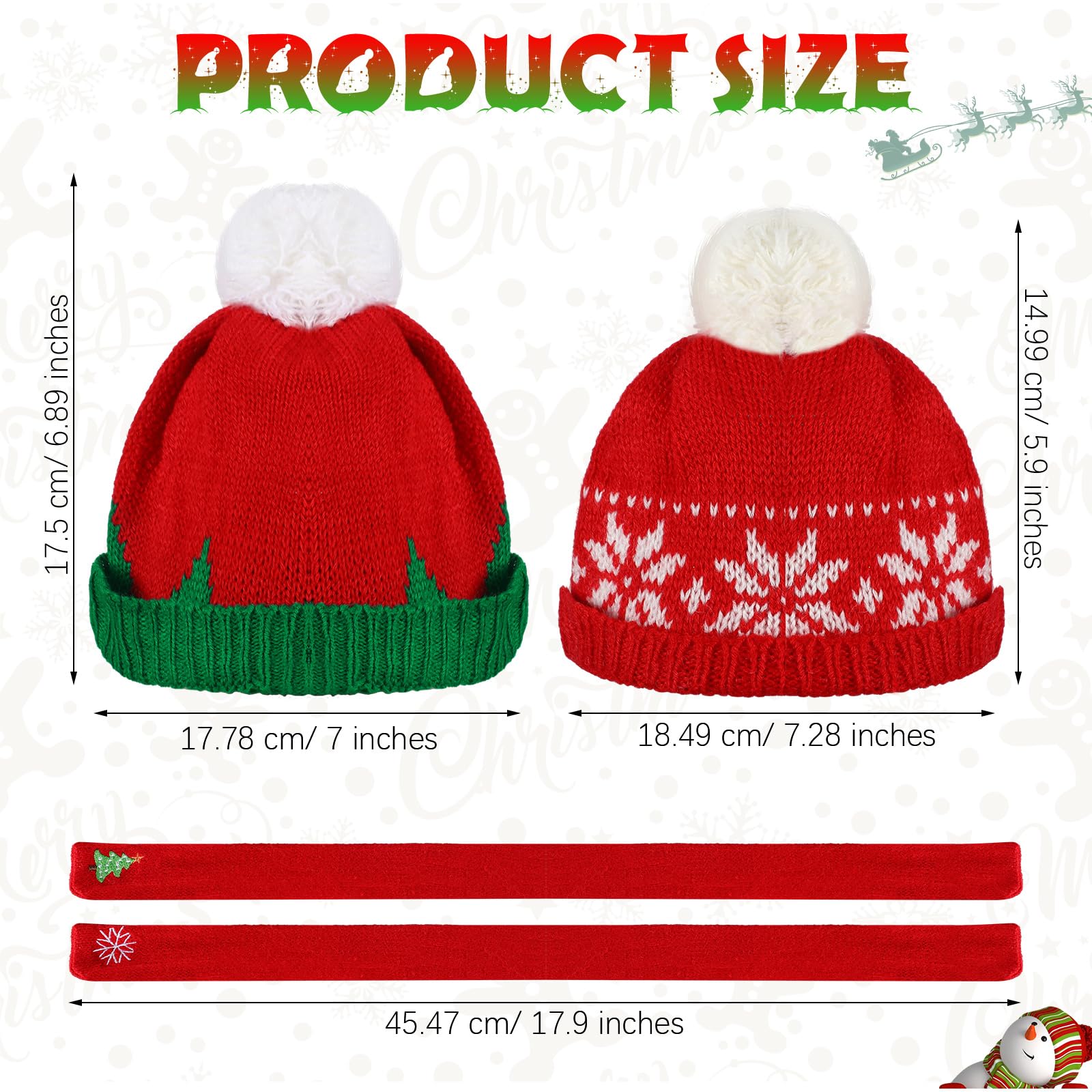 Paquete de 4 unidades de ropa de muñeca de Navidad, mini muñeco de nieve, bufanda, sombrero de punto de Papá Noel, bufanda de árbol de Navidad para muñeca de Papá Noel Mini muñeco de nieve (estilo 3