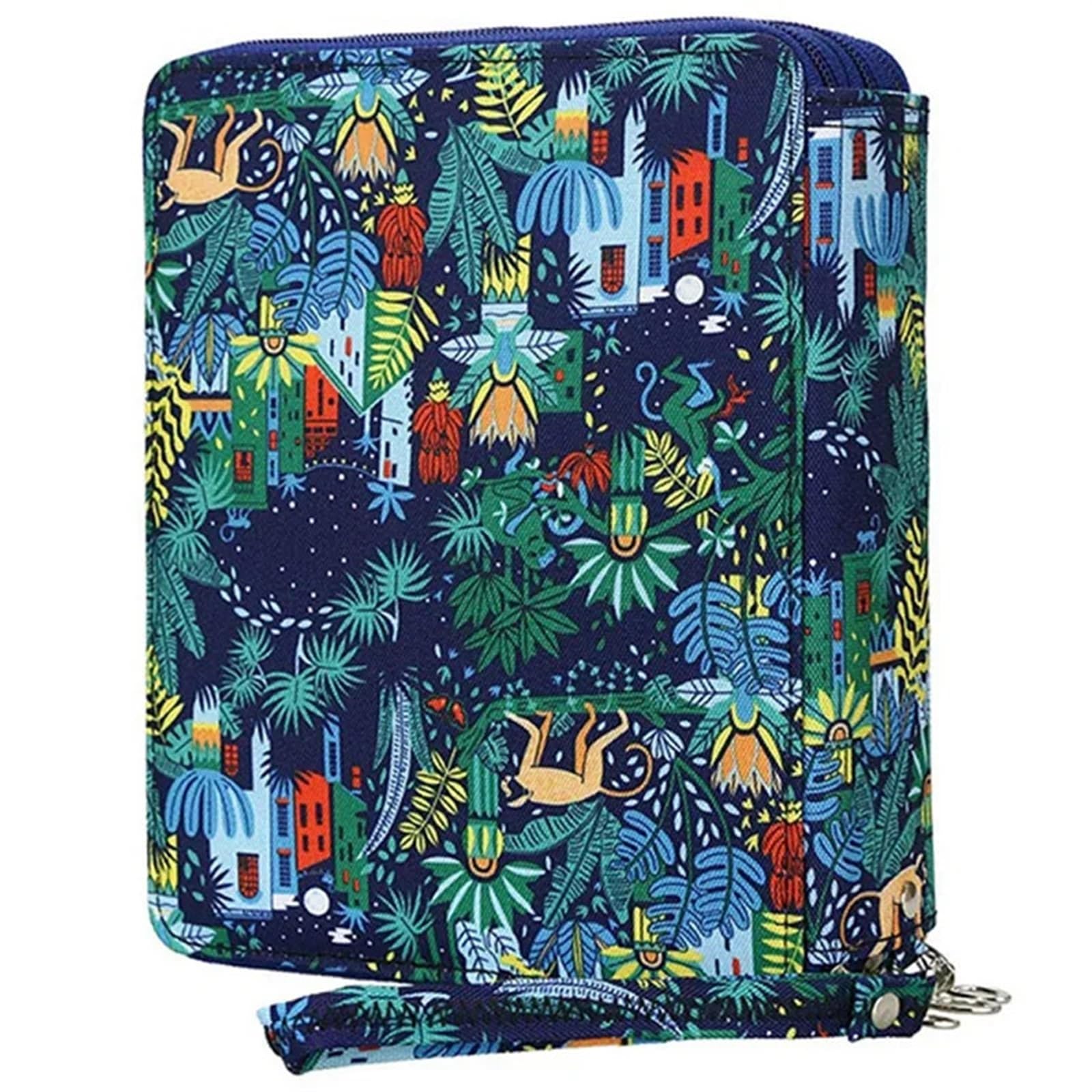 Federmäppchen Buntstiftetui mit 120 Fächern aus Oxford-Stoff | Mit Fächerhalter for Aquarellstifte(Blue green)