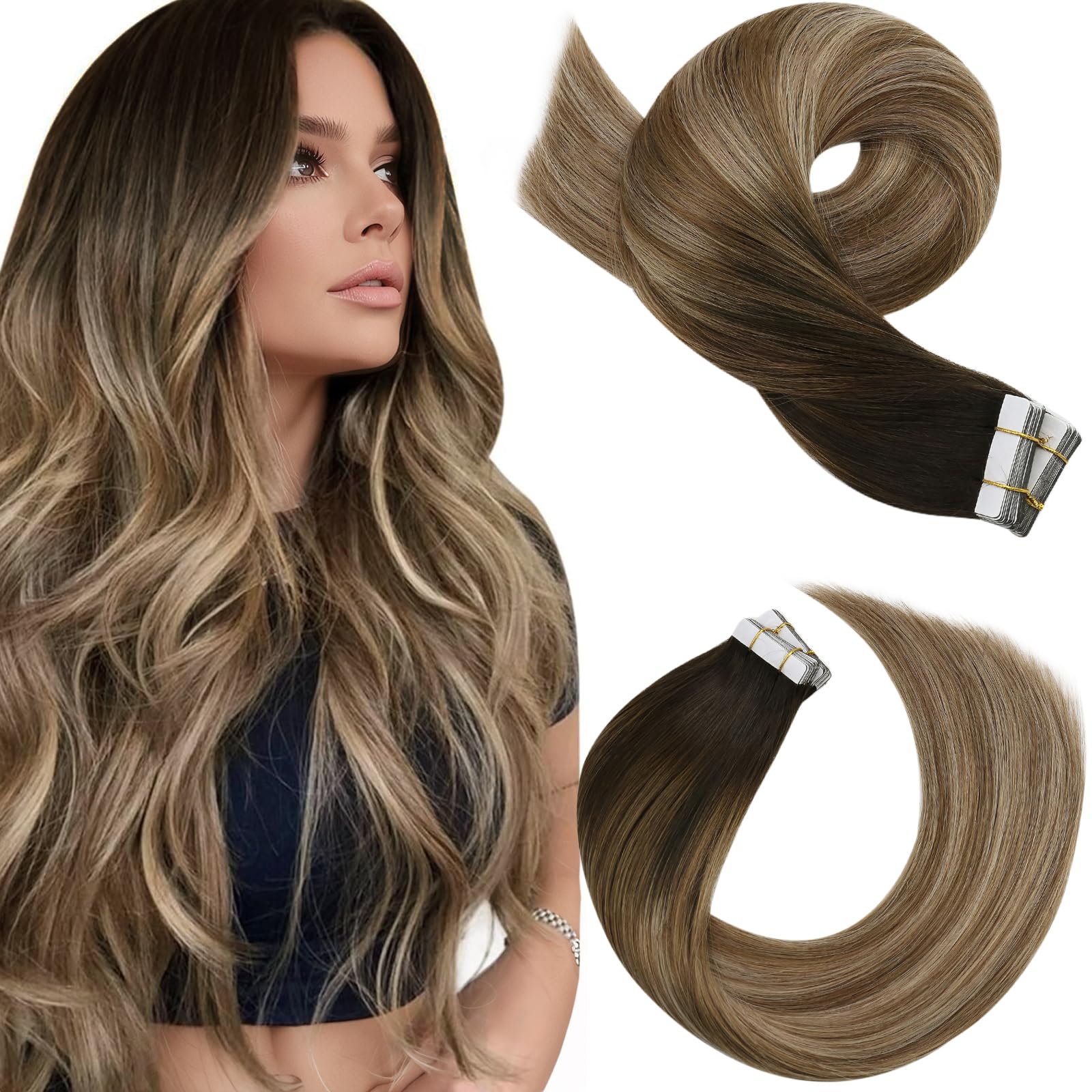 Moresoo Tape Hair Extensions Real Human Hair 18 Inch Jet Black Human Hair Extensions Tape in Black Remy Hair Straight Silky Soft for Women Natural Looking 20pcs/50g #1 — view 34