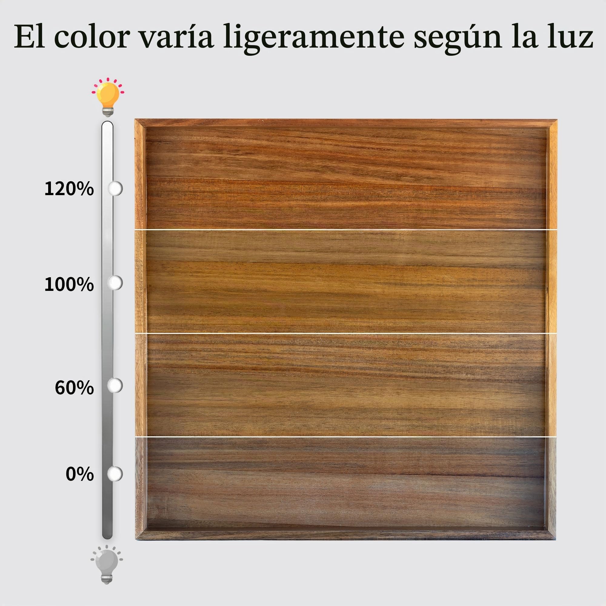 Hanobe Bandeja para servir sobre otomana grande: bandejas cuadradas decorativas de madera XXL de 50 cm con asas para mesa de café, decoración rústica para sala de estar