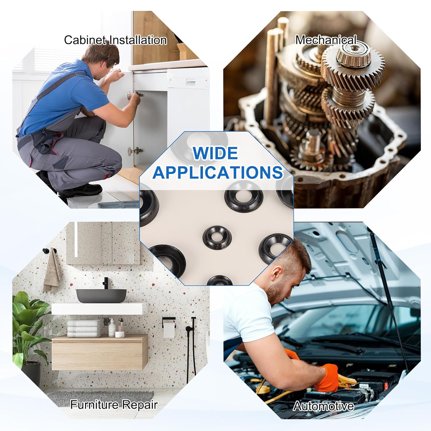 Generic 60 Pcs #6 Countersunk Finish Washers, 304 Stainless Steel Cup Washer Gasket for Screws Bolts Machinery Construction, Black