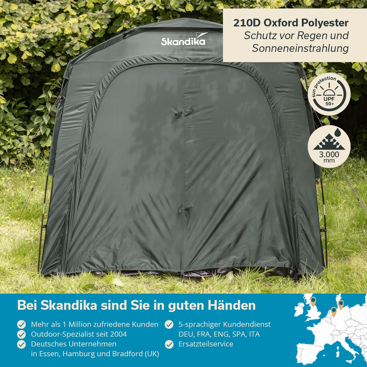 Skandika Storage Tent L | Namiot na narzędzia, garaż rowerowy, wysokość 1,7 m, wodoszczelny, odporny na warunki zimowe, z podłożem, namiot magazynowy, schronienie, garaż rowerowy, namiot | do użytku