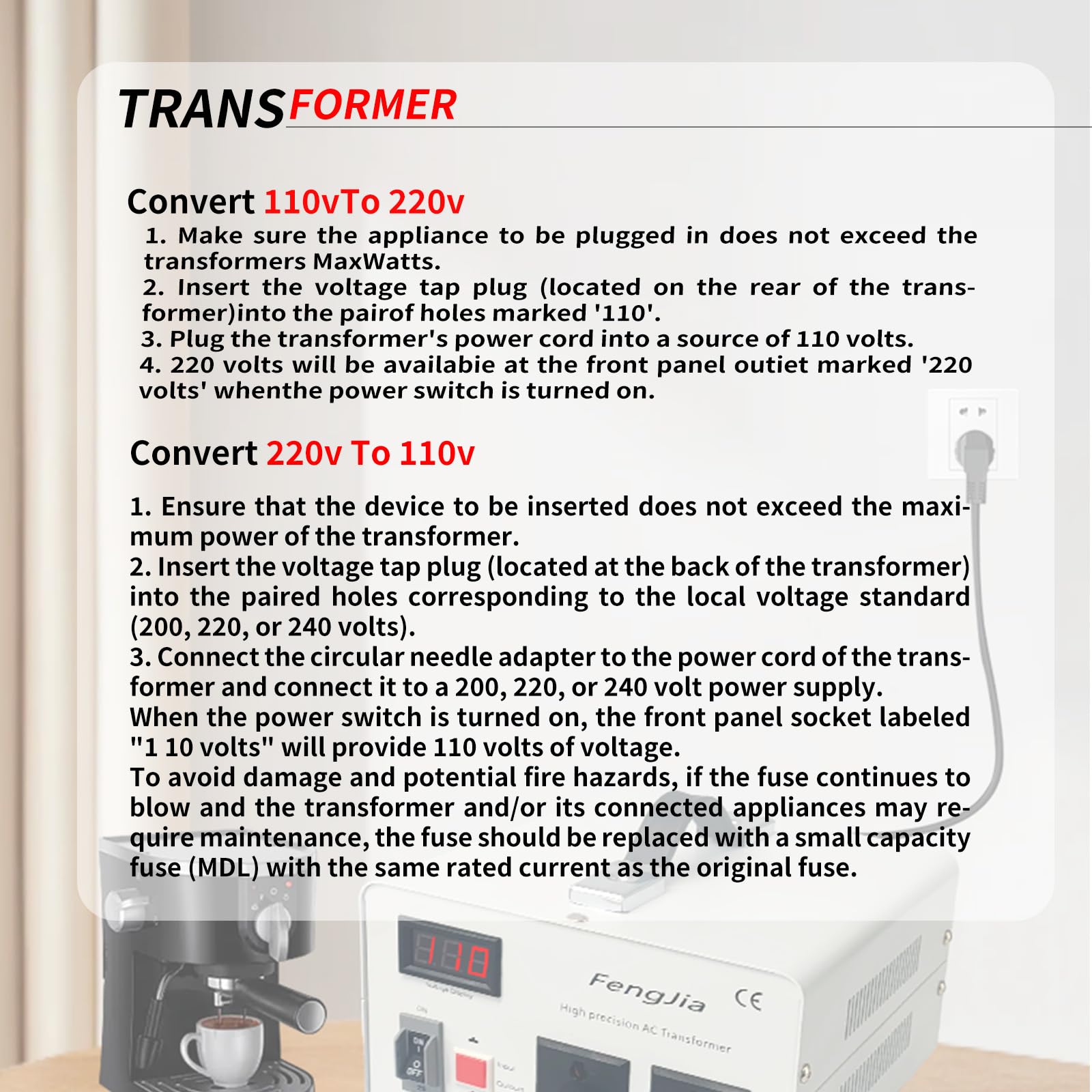 Convertidor de voltaje de 110 V a 220 V/220 V a 110 V, totalmente conectado a tierra en los Estados Unidos, enchufe universal, (500 W (110 V-220 V))
