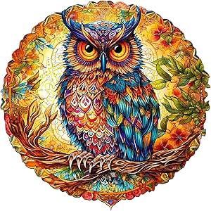 Amazon KAAYEE 木製ジグソーパズル 魅力的なフクロウパズル 14.2*14.2インチ 300ピース 動物ユニークな形のパズル