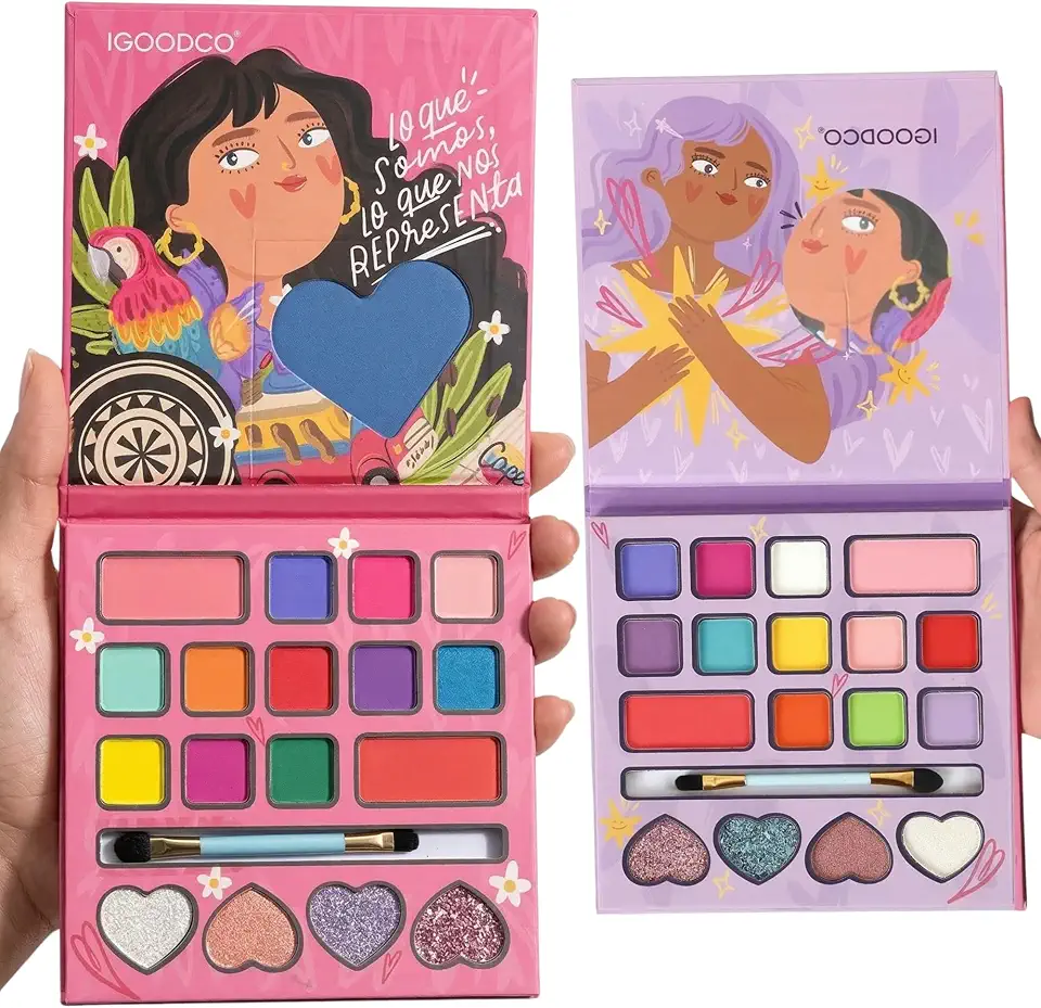 Maquiagem Make Infantil Colorida Cores Vibrantes, brilhante Com Boa Fixação, Completa Paleta 17 Cores Sombras Blush Glitter