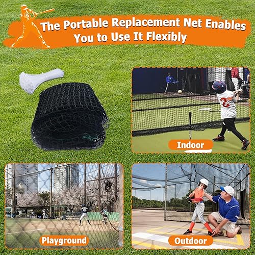 Miniatura 7 de Gagalileo Red de bateo de sóftbol de béisbol 28x14FT Red de repuesto para Beisbol Jaula de Bateo Práctica Patio trasero Jugadores Juveniles