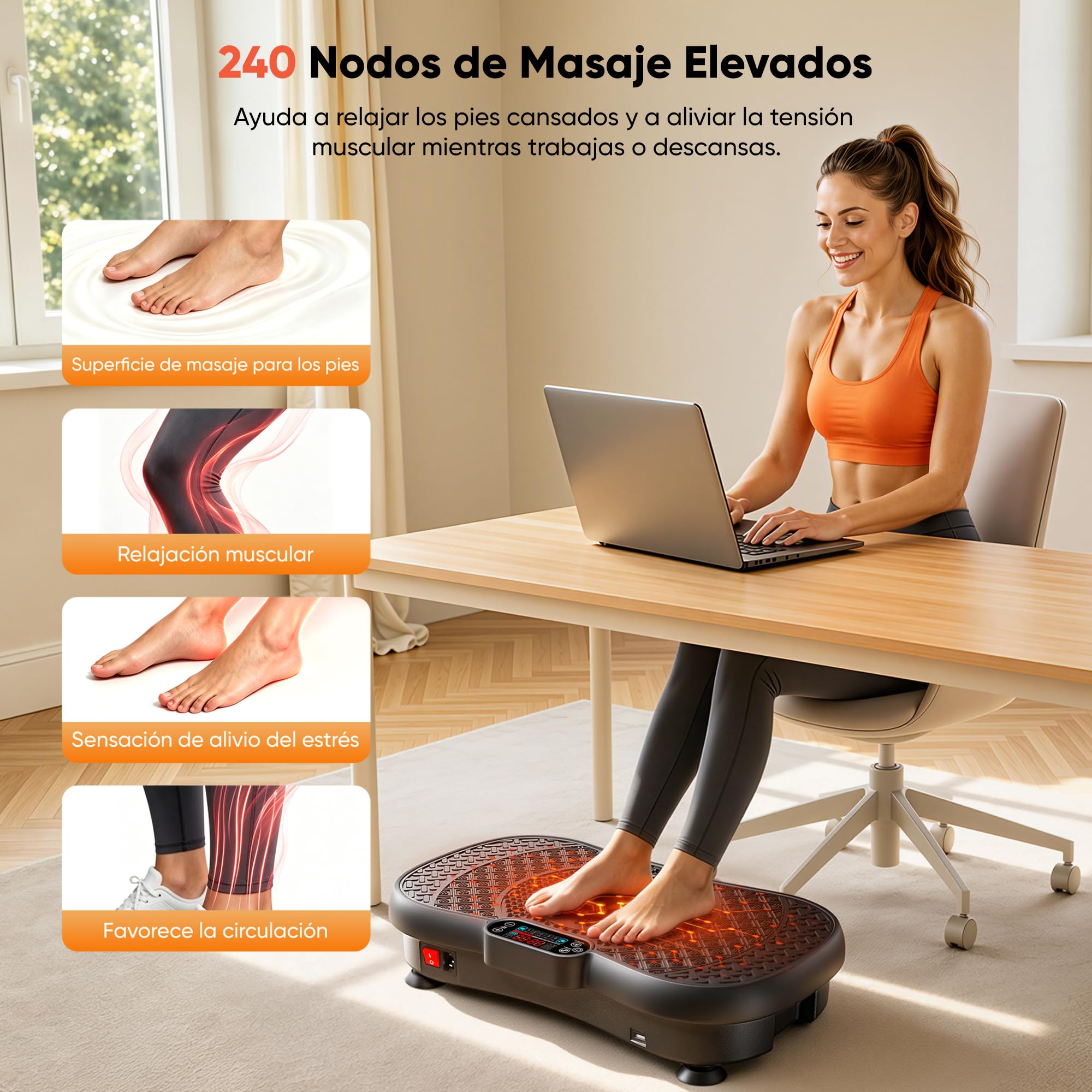 GIDGIMO Plataforma Vibratoria Fitness, Máquina de Vibración de Cuerpo Completo para Entrenamiento en Casa, con Música Bluetooth, Mando a Distancia y 5 Bandas de Resistencia