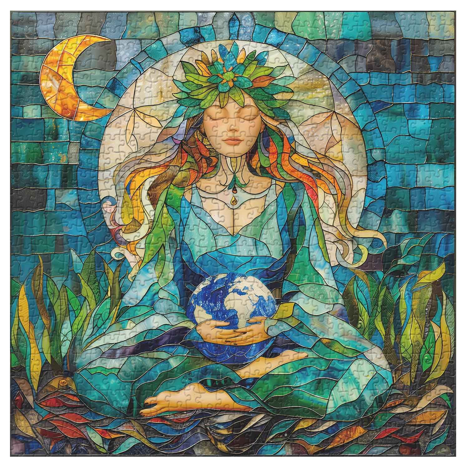 Amazon.com: Stained Glass Mother Earth Puzzles for Adults 1000