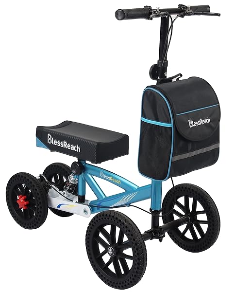 Knee Scooter, All Terrain Foldable Knee Scooter Walker, Disc Brake Knee Walker for Foot Injuries Compact Crutches Alternative