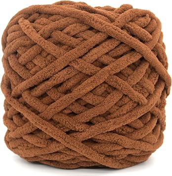 Chunky Chenille Yarn for Crocheting,Dark Brown Fluffy Velvet Plush Yarn Thick Soft Chunky Chenille Yarn Baby Blanket Yarn for Crocheting Knitting Beginners(Dark Brown)