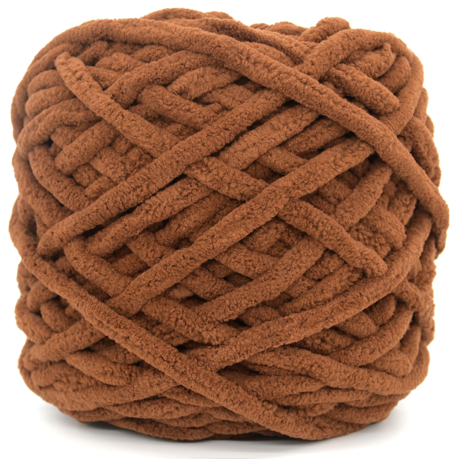 Chunky Chenille Yarn for Crocheting,Dark Brown Fluffy Velvet Plush Yarn Thick Soft Chunky Chenille Yarn Baby Blanket Yarn for Crocheting Knitting Beginners(Dark Brown)