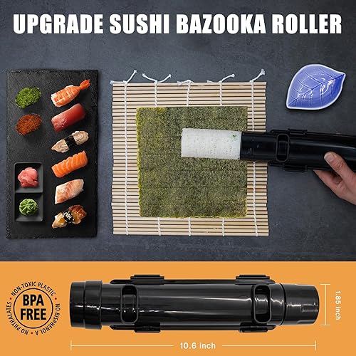 Miniatura 6 de Sushi Making Kit,22 in 1 Sushi Bazooka Roller Kit,Complete Sushi Kit for Beginners & Pros Sushi Makers-with Bamboo Sushi Mat-Sushi Bazooka,Guide