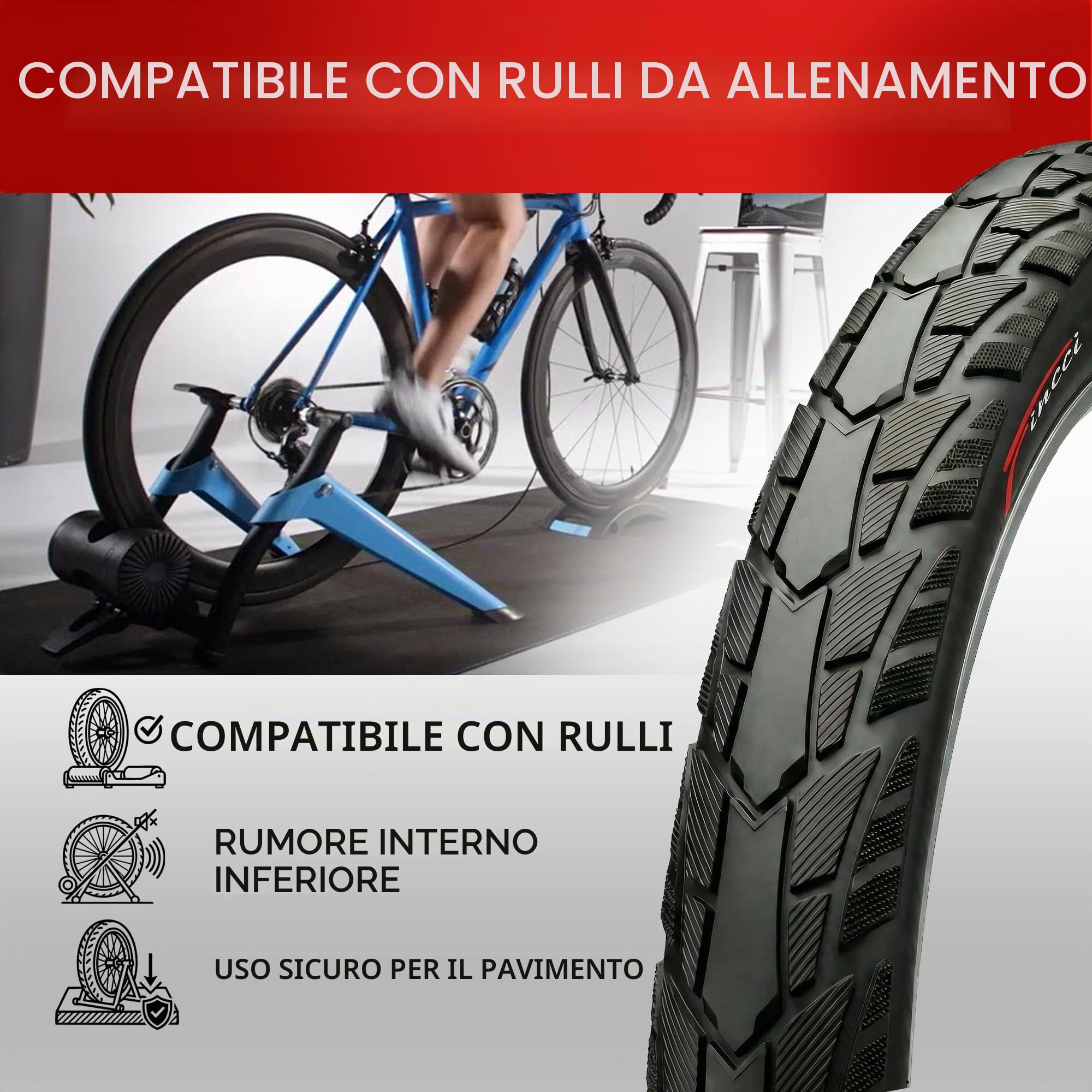 Fincci Copertoni 700x45 47-622 Pieghevole 60 TPI con Protezione Antipuntura | Copertoni 47-622 con Carcassa 60 TPI e Protezione in Aramide da 1 mm per Copertoni Bici 28 - Set da 2