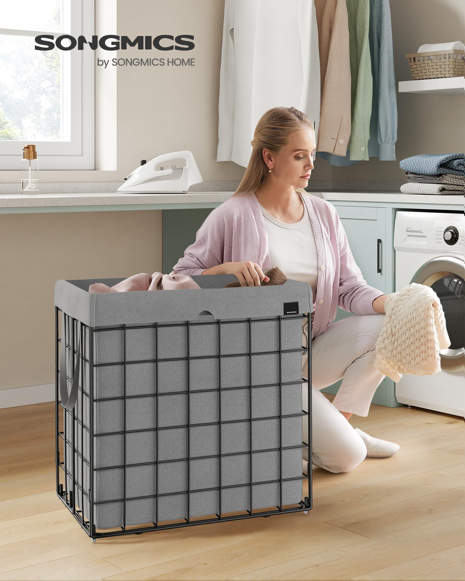 Songmics Laundry Hamper With Lid Bamboo Laundry Basket With Liner Bag