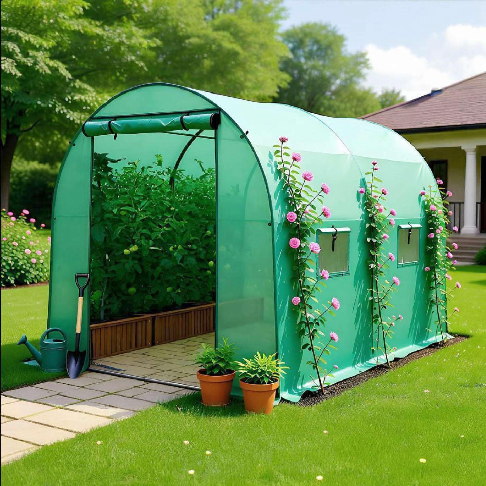 BIRCHTREE polytunnel greenhouse made of stainless steel polytunnel, 2.5m x 2m x 2m