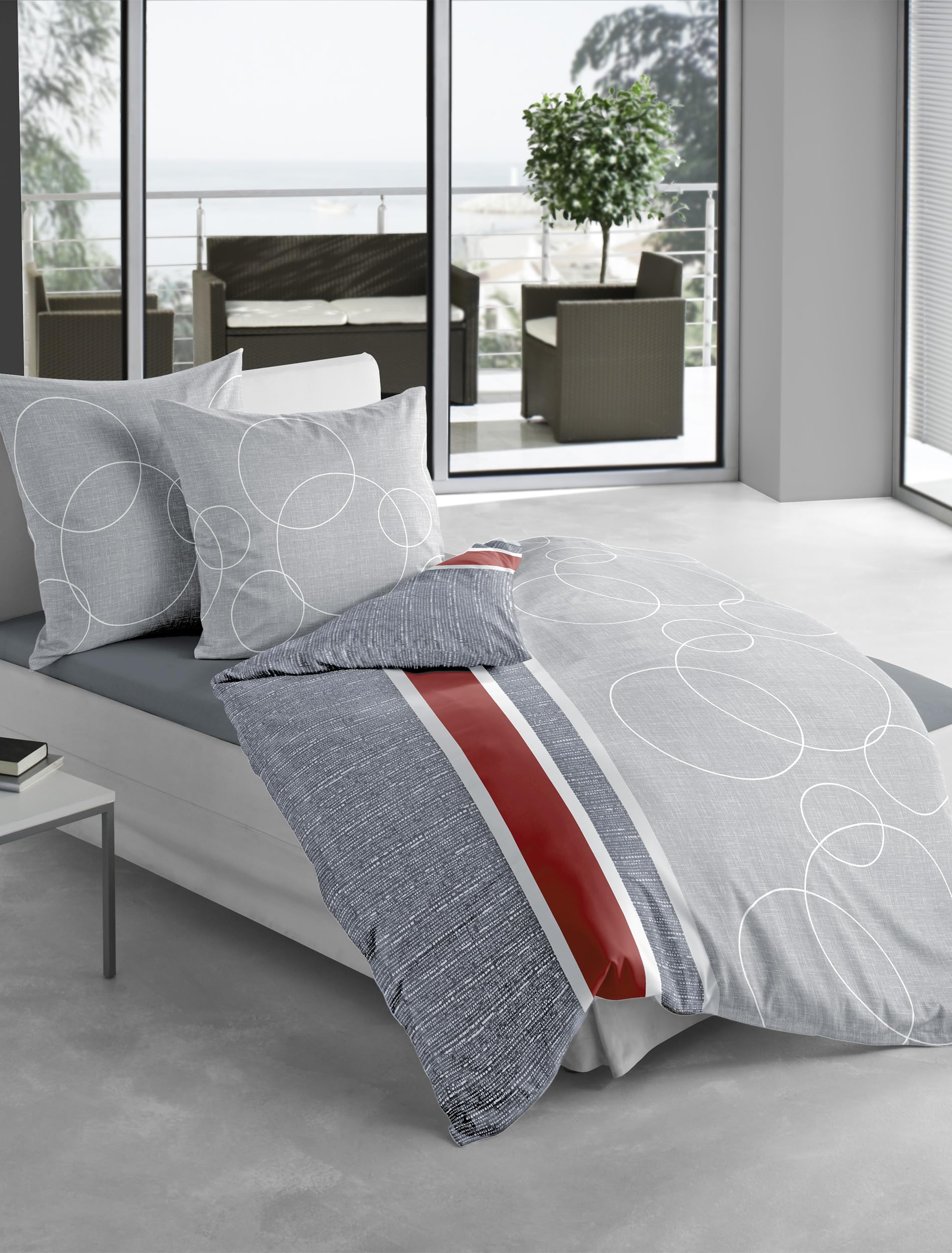 Bierbaum 6230_08 Mako Sateen Bed Linen Grey, mako satin, multicoloured, 135 x 200 cm