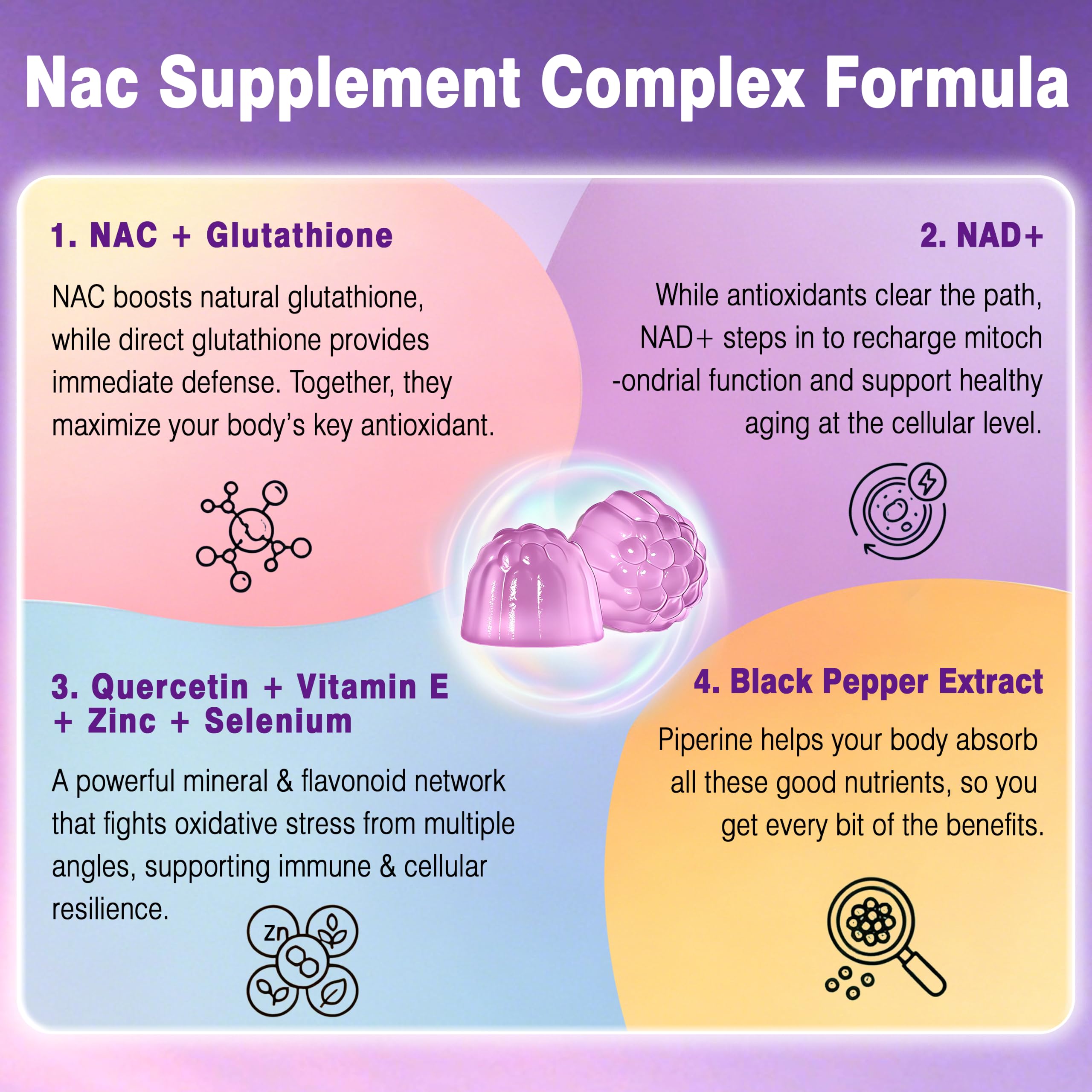 NAC Supplement 1000mg with NAD+, NAC NAD Gummies for Women 60 Counts — Amazon image 4