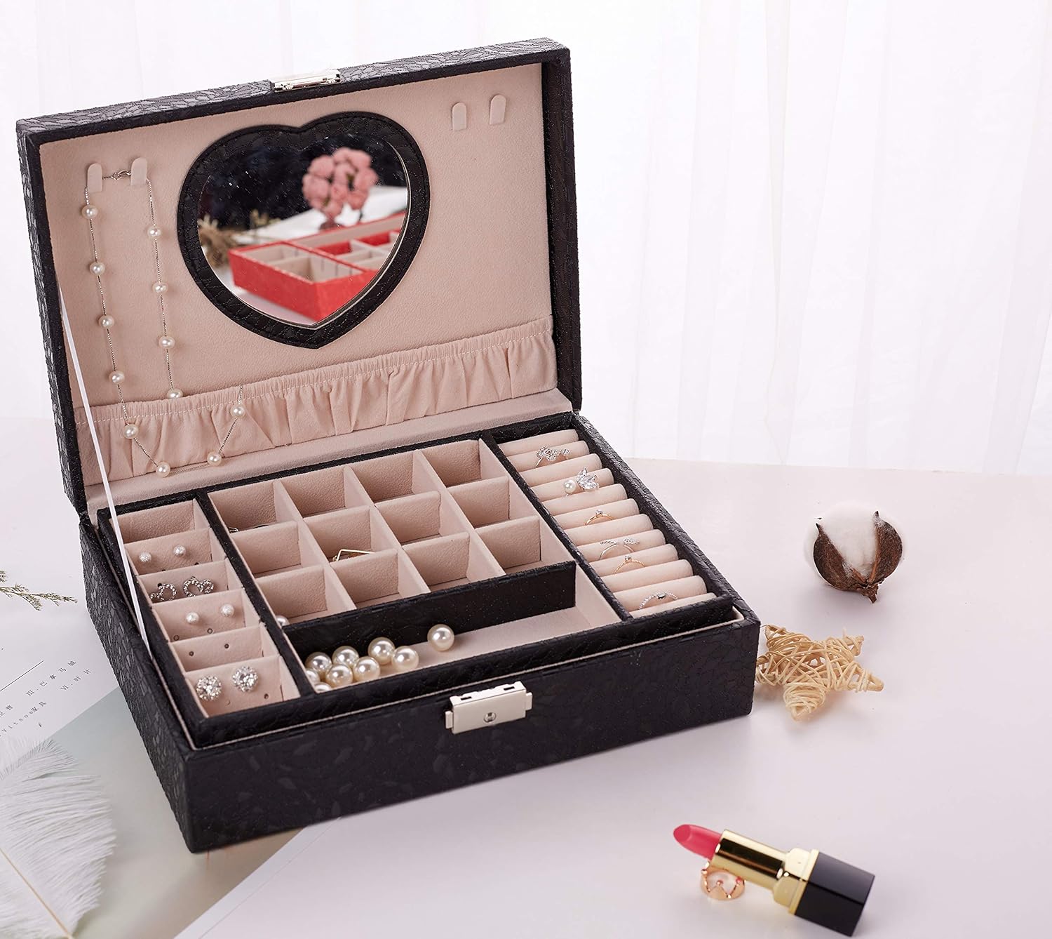 Sky Blue Color Medium Jewelry Organizer Box for Travel for Home Use Jewelry Storage Case Premium PU Leather Exterior and Soft Touch Velvet Interior Perfect Jewelry Gift Box for Women for Gilrs Box Size 6.54〞(W)4.72〞(D)1.97〞(H): Home Improvement