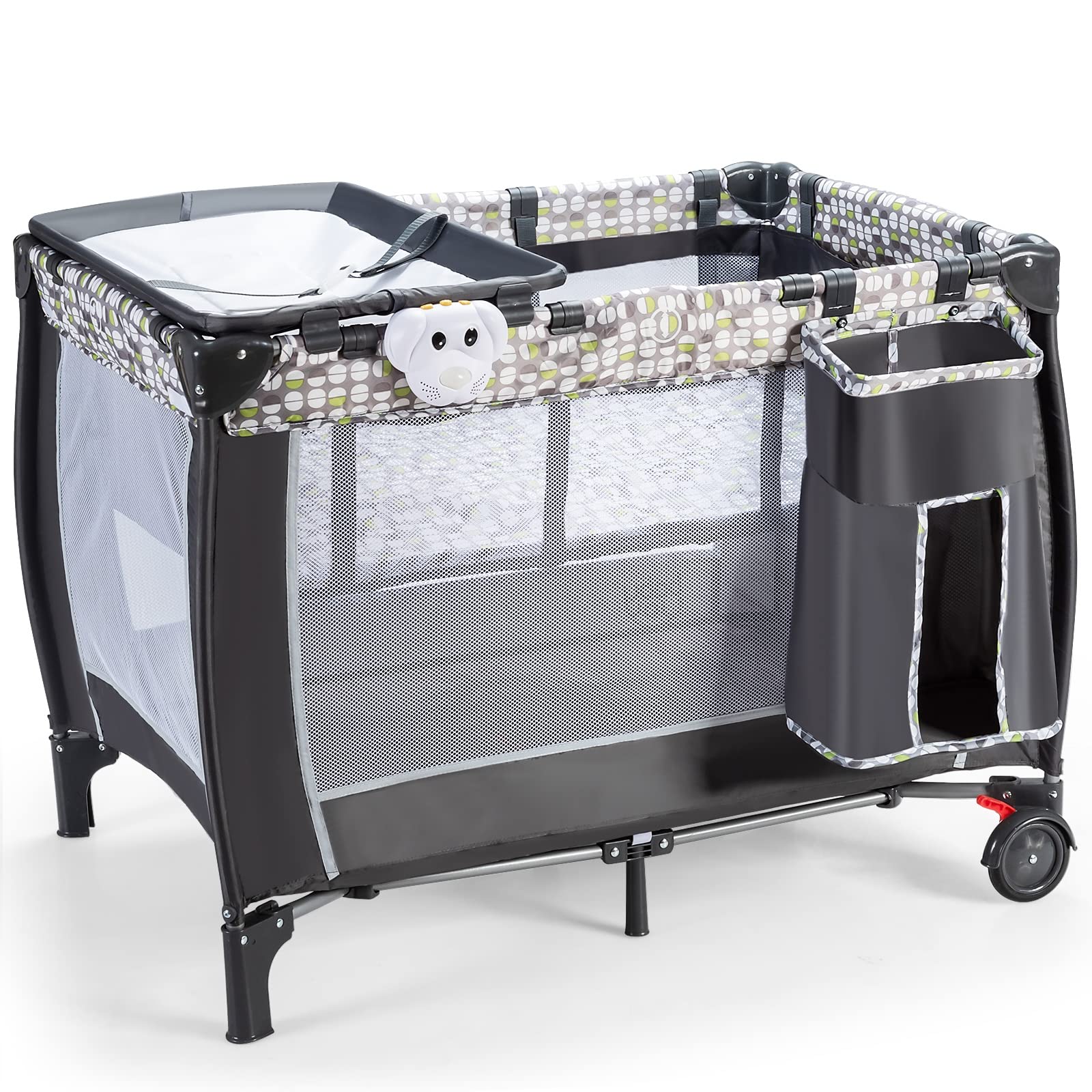 LIFEZEAL Lit Parapluie Bebe avec Matelas et Moustiquaire, Lit Bébé Pliable 0-36 Mois avec Table à Langer en Tissu Oxford, Charge de 15+10+10 KG, Noir