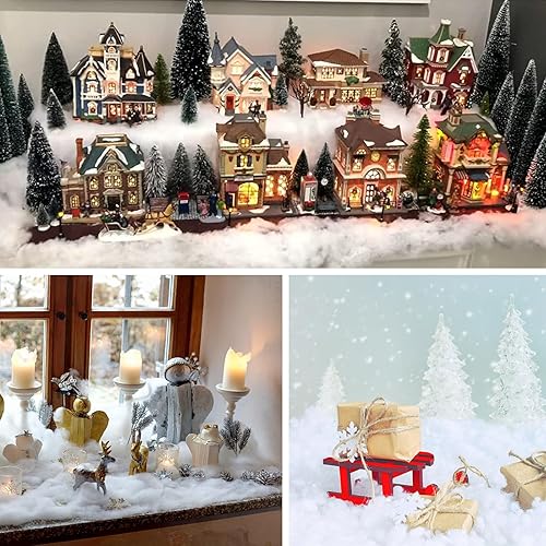 Miniatura 2 de Decoración de nieve falsa de Navidad, nieve artificial blanca de algodón esponjoso para aldea del manto, juego de belén, decoración de árbol de