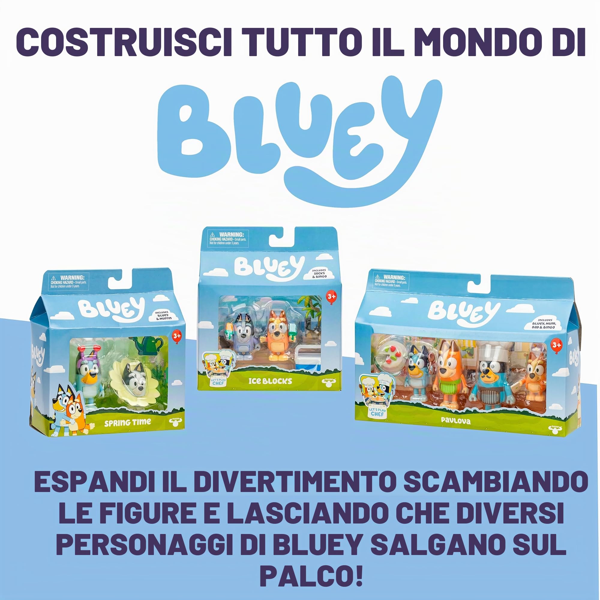 Bluey Hammerbarn - Mega set da gioco per centro commerciale, 4 livelli, altezza 55,9 cm, con sollevatore di lavoro e ritorno del carrello, luci e 45+ suoni, 3 figure, 15 accessori, più veicolo