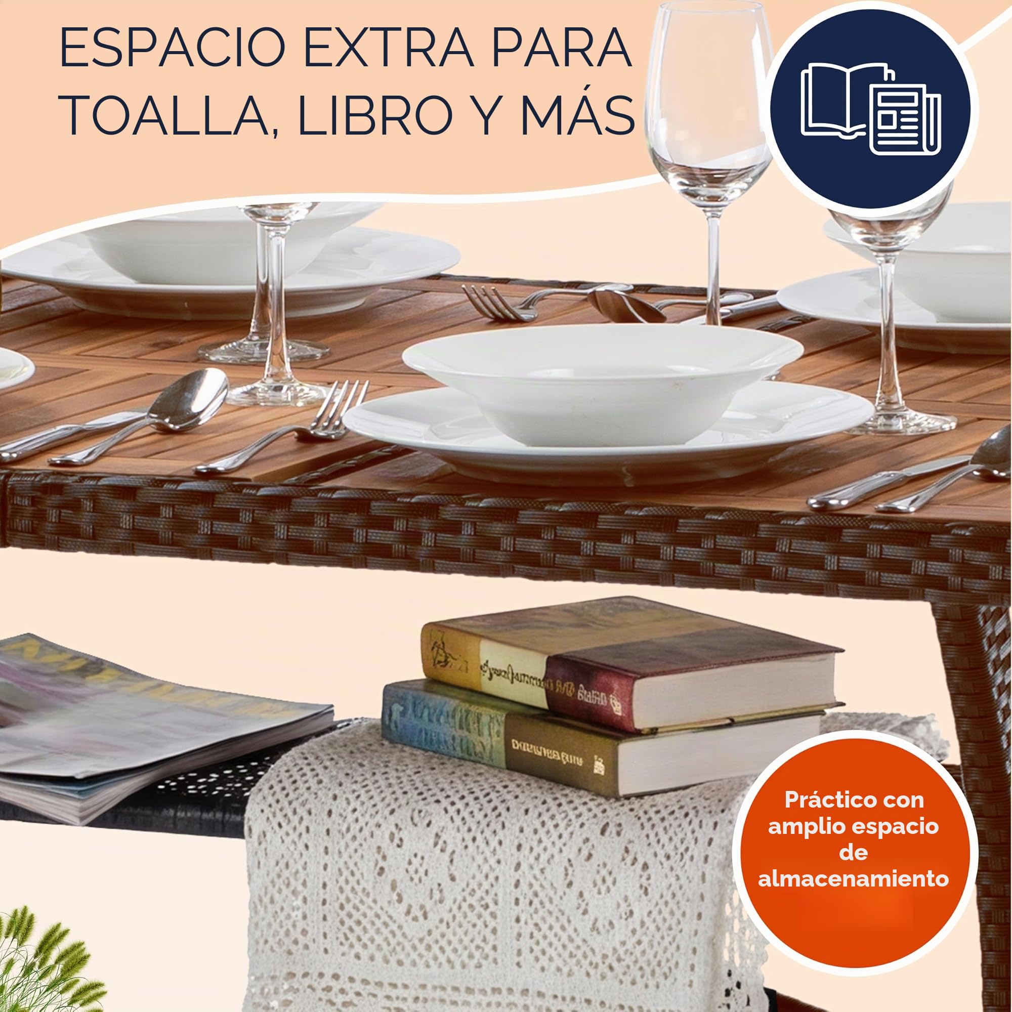 CASARIA® Mesa de Jardín Comedor 190x90cm Madera de Acacia Certificado FSC® Mueble Terraza Patio Marrón