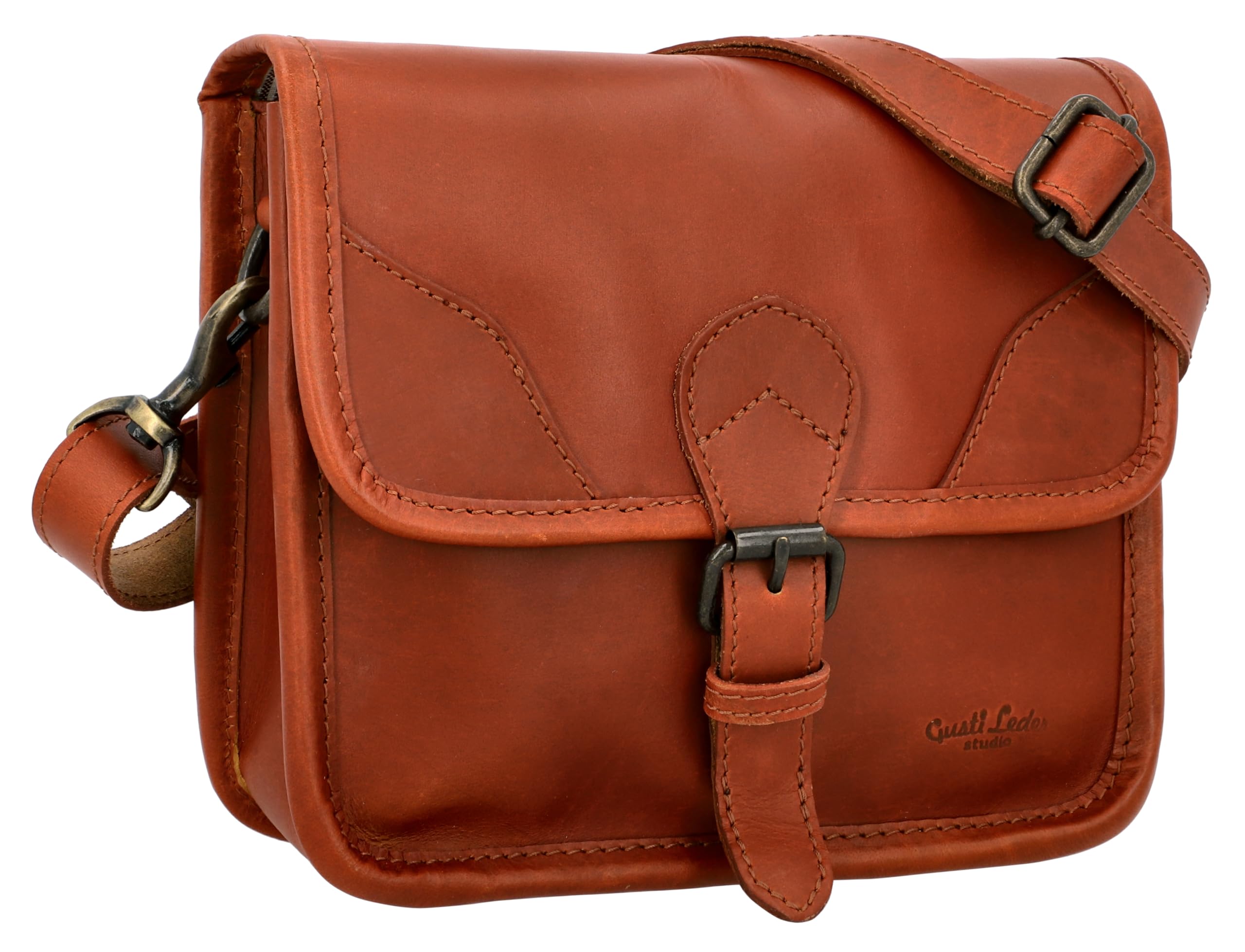 Gusti Sac de Guidon en Cuir - Barry H. Sacoche pour vélo Sac pour Guidon de vélo Sac à bandoulière Adaptateur KLICKfix Unisexe Cuir Marron