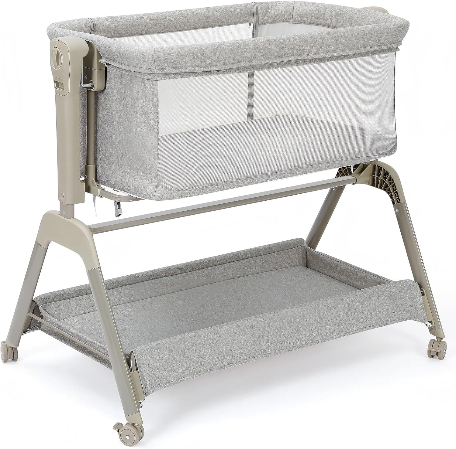 Ezebaby 3-in-1 Baby Bassinet: Rocking Bassinet Bedside Sleeper - 6-Height Adjustable Crib with Comfy Mattress & Lockable Wheels | Stable & Secure Bedside Crib for Newborn Infant