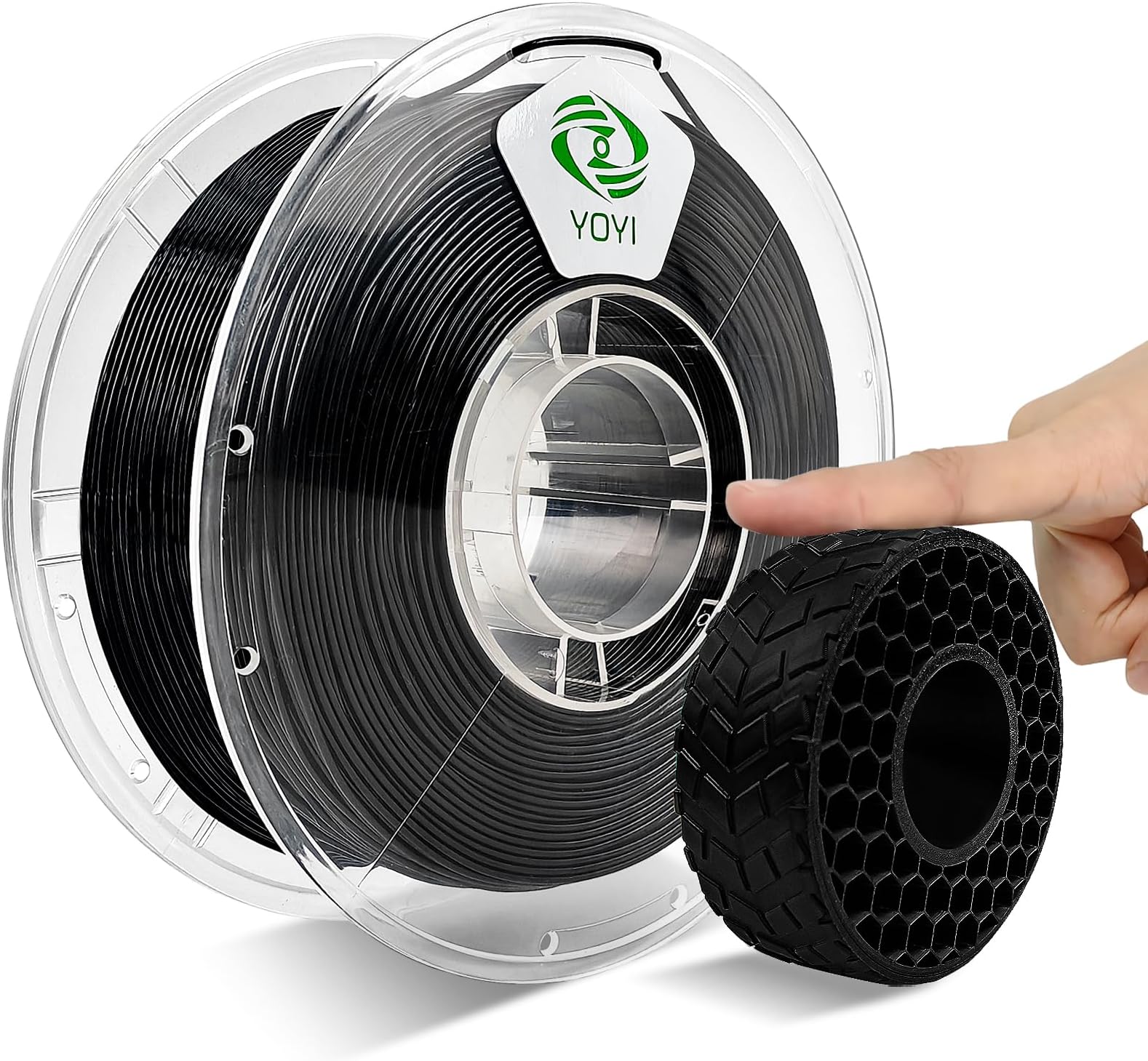 YOYI YOYI 3D Printer Filament, 95A TPU Filament 1.75mm, Flexible Filament, 0.8KG Spool,Dimensional Accuracy +/- 0.03 mm, Soft TPU Filaments of High Elasticity (Black)